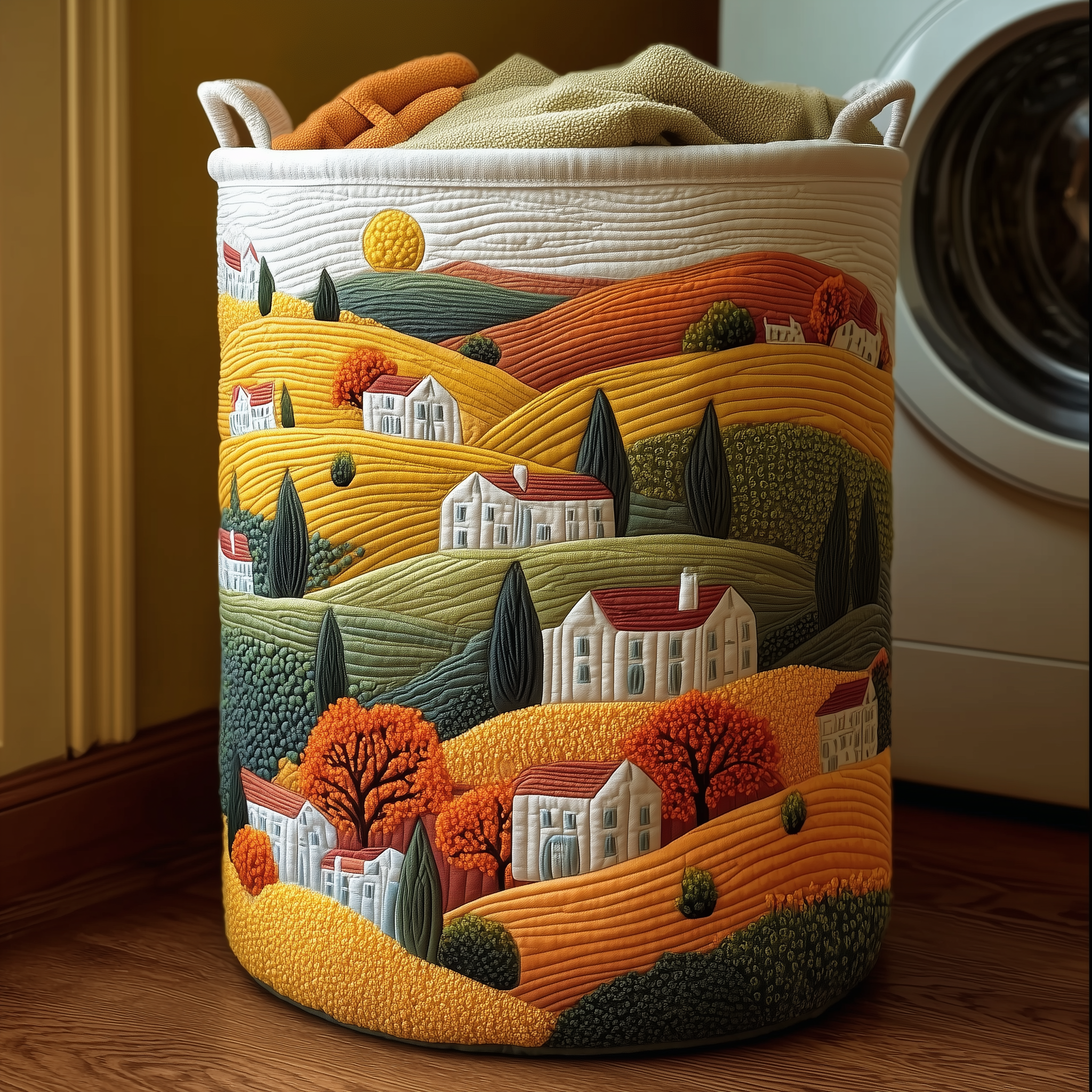 Countryside Bliss Quilted Laundry Basket NCU0TH2945