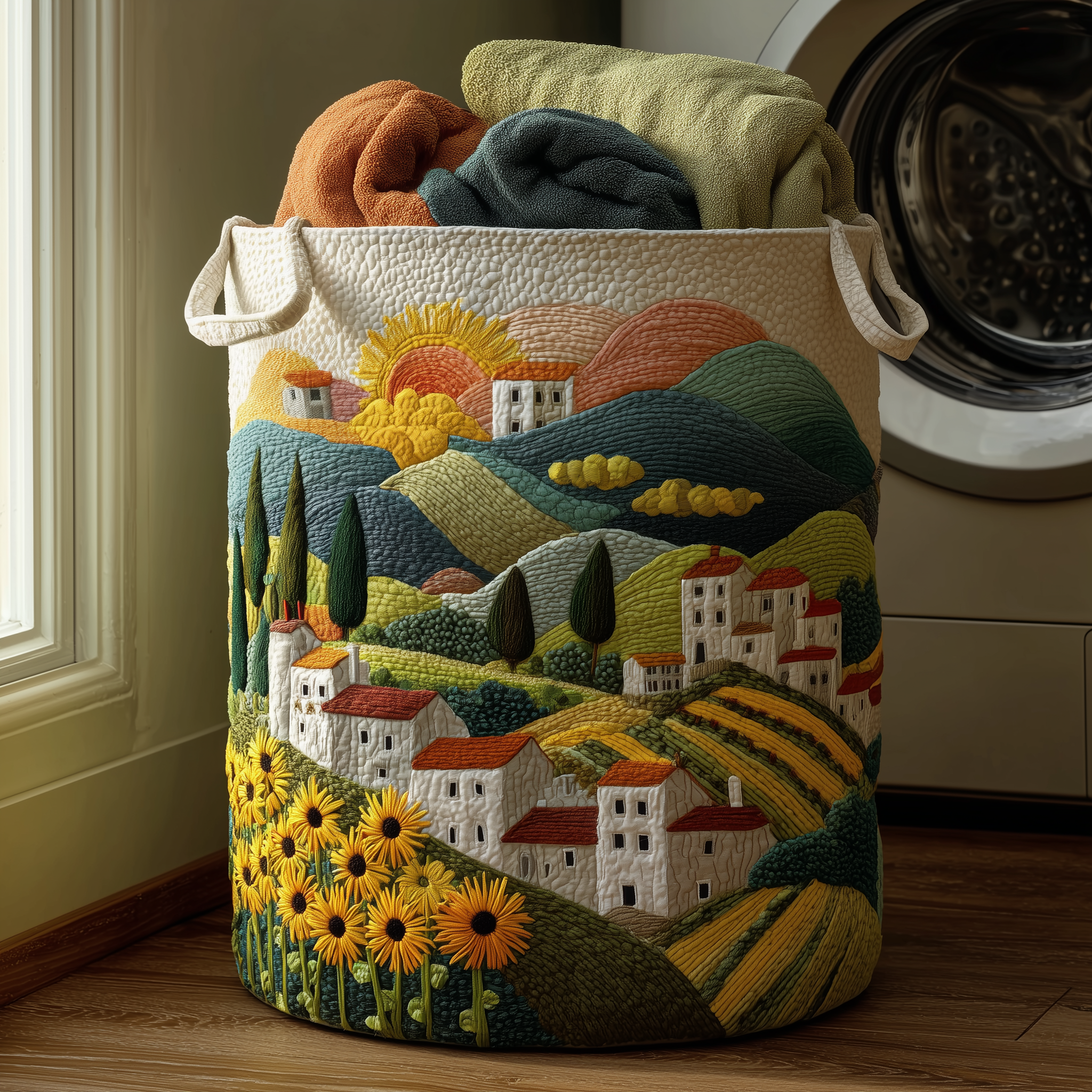 Countryside Glow Quilted Laundry Basket NCU0TH2948