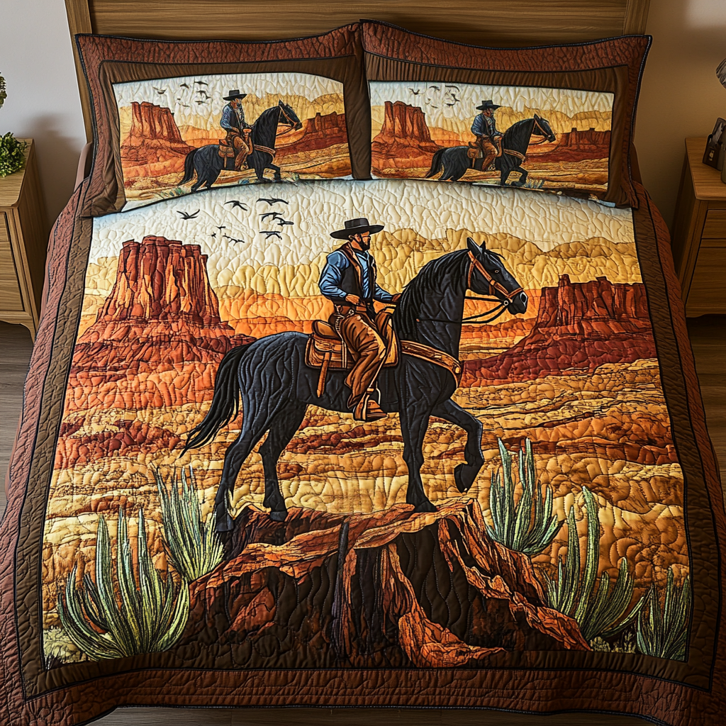 Cowboy Ride 3-Piece Quilted Bedding Set NCU0VH588