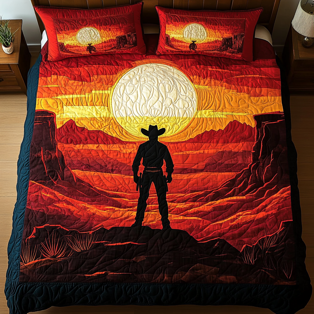 Cowboy Shadows 3-Piece Quilted Bedding Set NCU0VH590