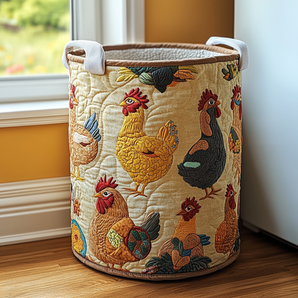 Cozy Chicken Quilted Laundry Basket NCU0DDK703