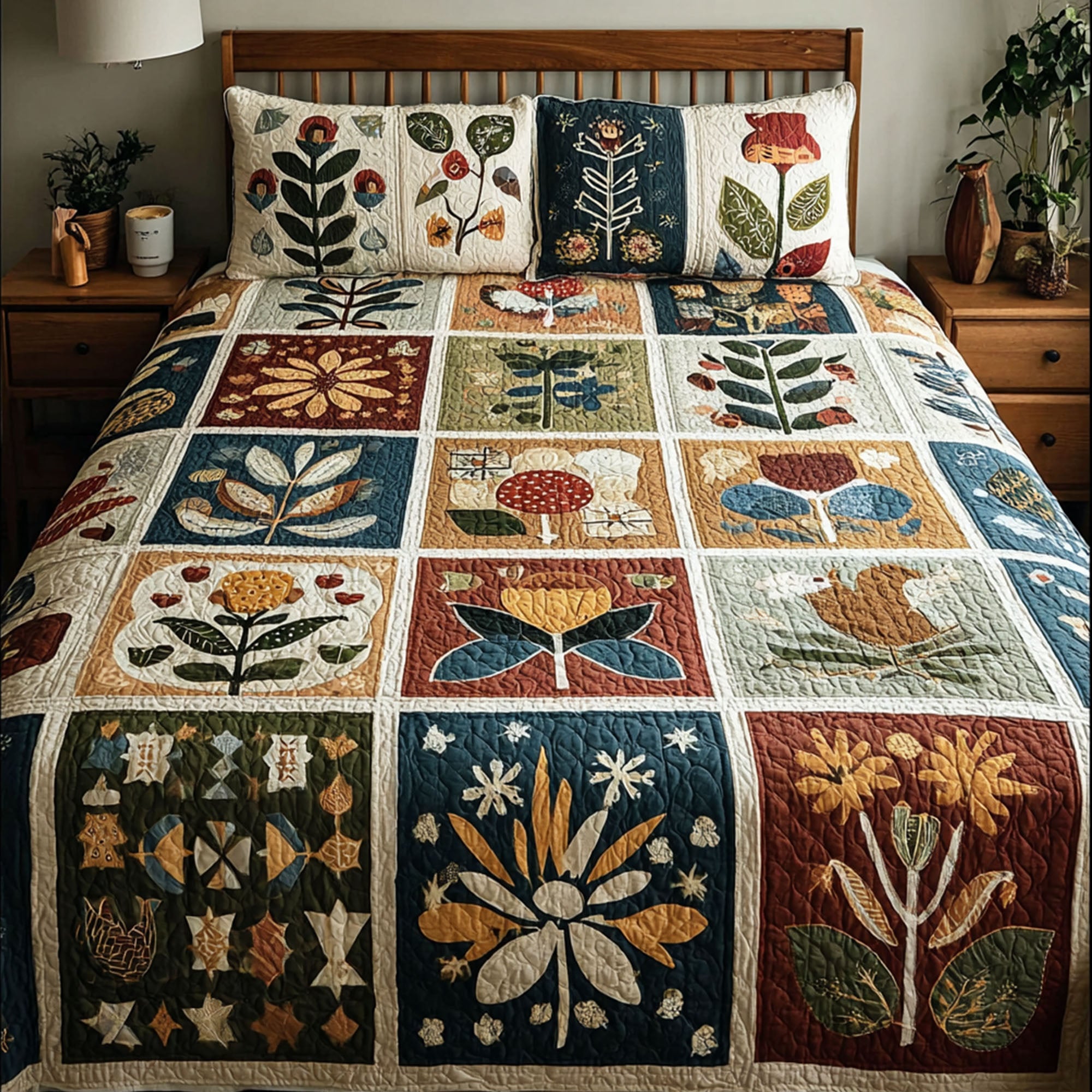 Cozy Cubes 3-Piece Quilted Bedding Set NCU0PTT560
