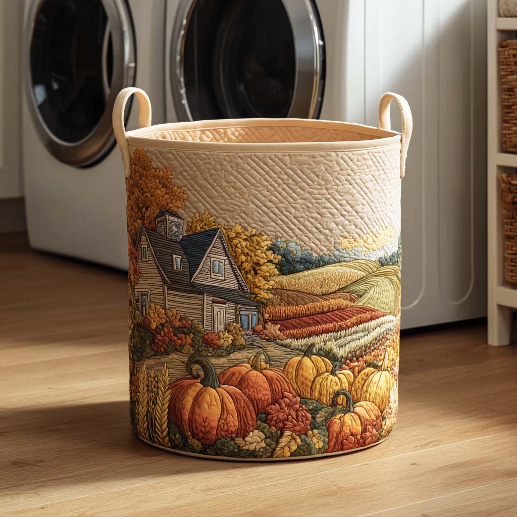 Cozy Fall Days Quilted Laundry Basket NCU0NTD034