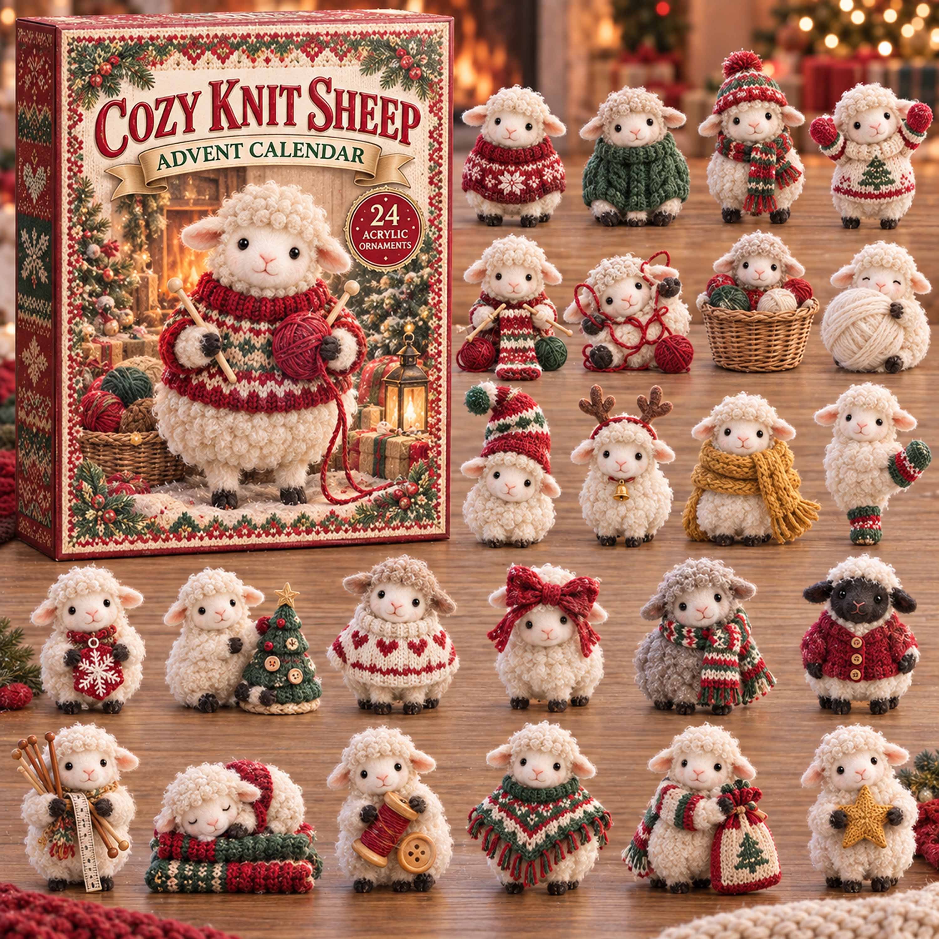 CHRISTMAS KICKOFF 40% OFF - Cozy Knit Sheep Advent Calendar 2026 - 24-Day Festive Countdown, Acrylic Charms Blind Box - Gift For Family and Friends AC0TD031