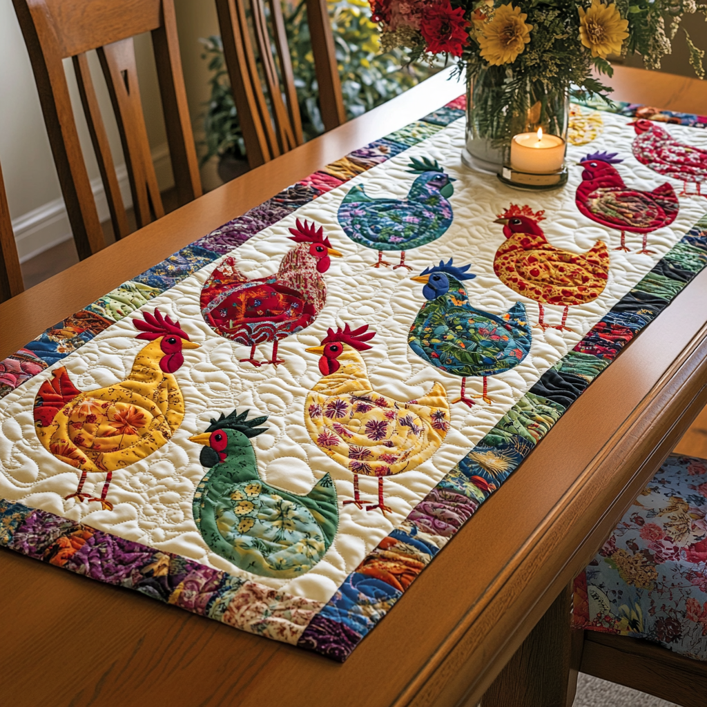 Cozy Rooster Quilted Table Runner NCU0NVH122