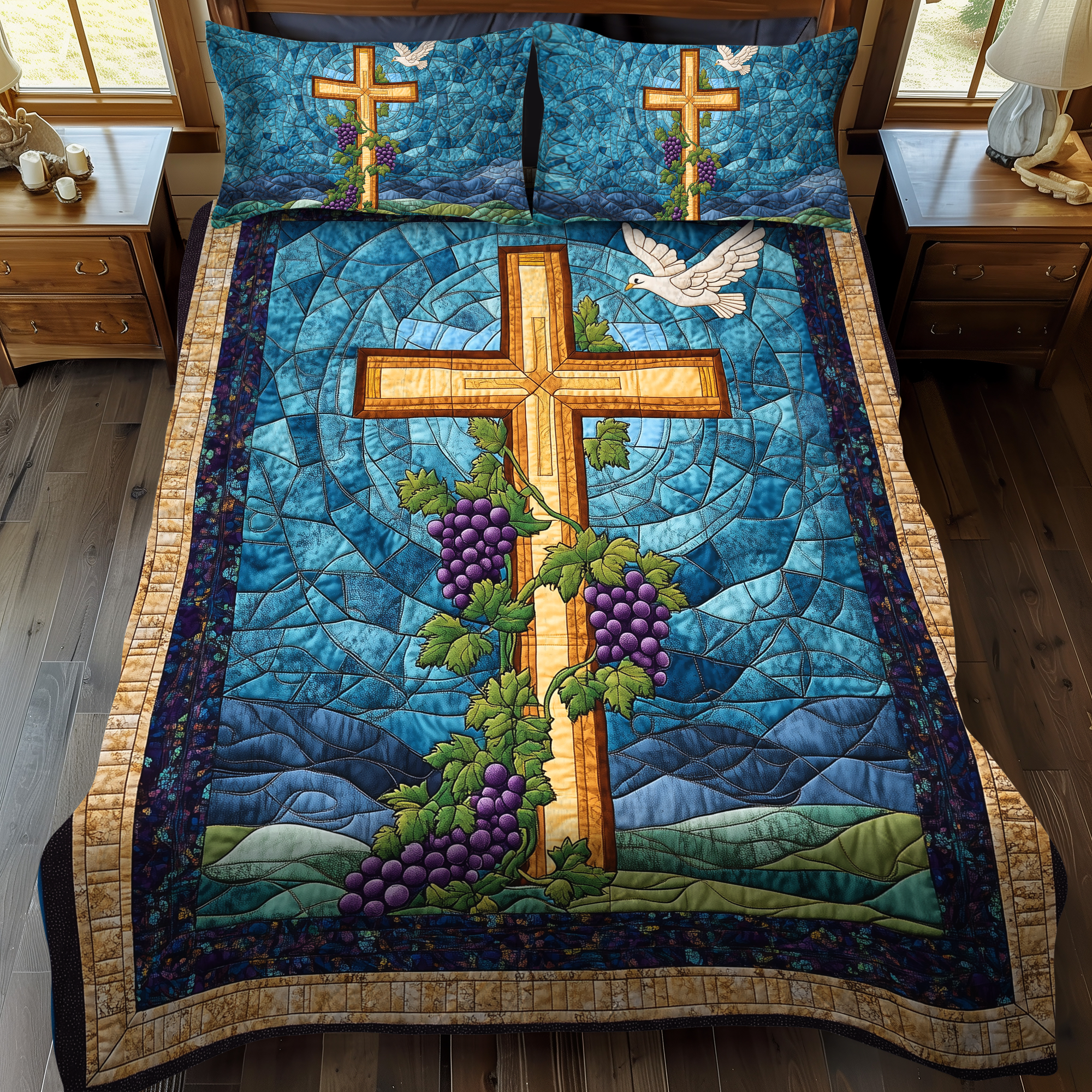 Cross of Courage 3-Piece Quilted Bedding Set NCU0DK1983
