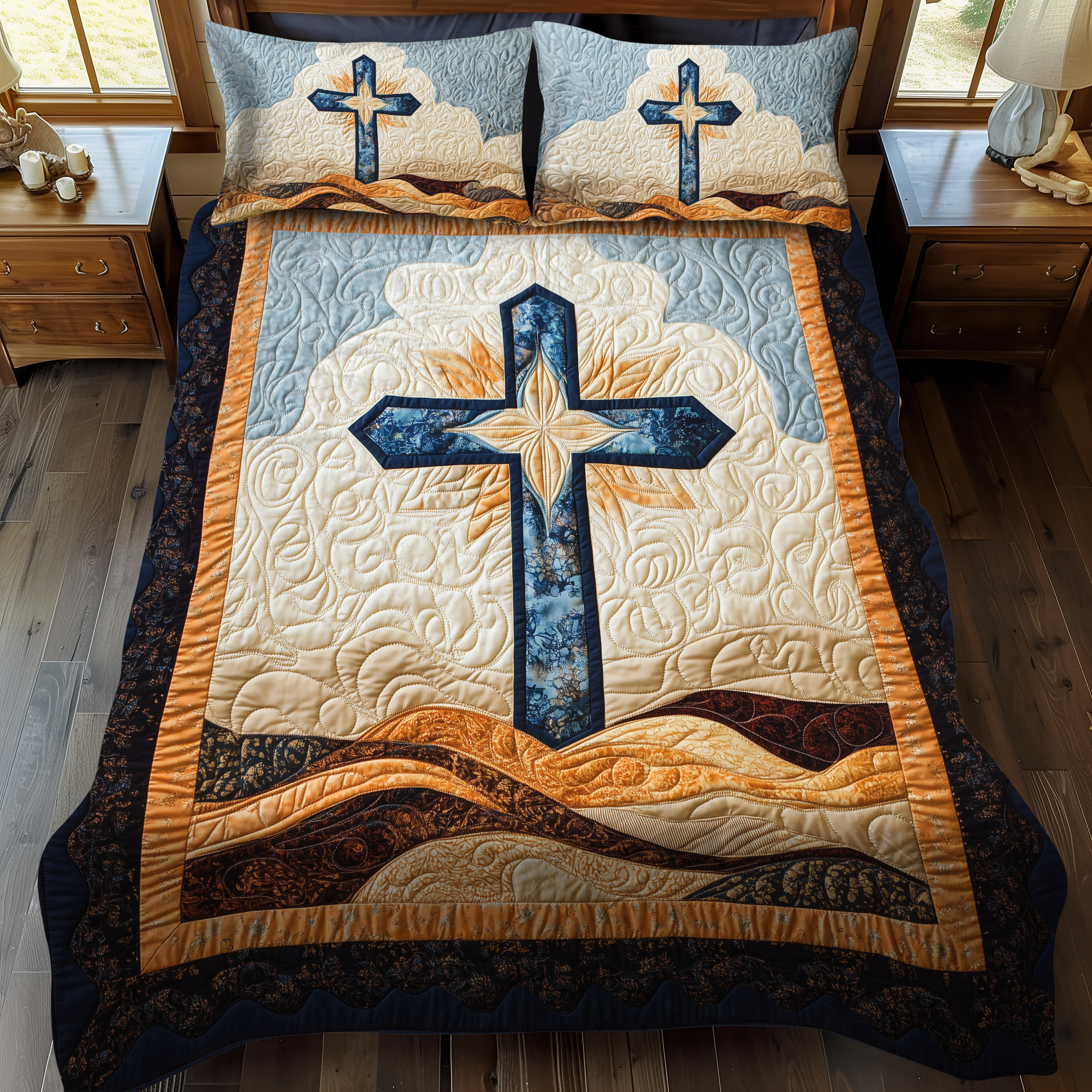 Cross of Hope 3-Piece Quilted Bedding Set NCU0DK1912