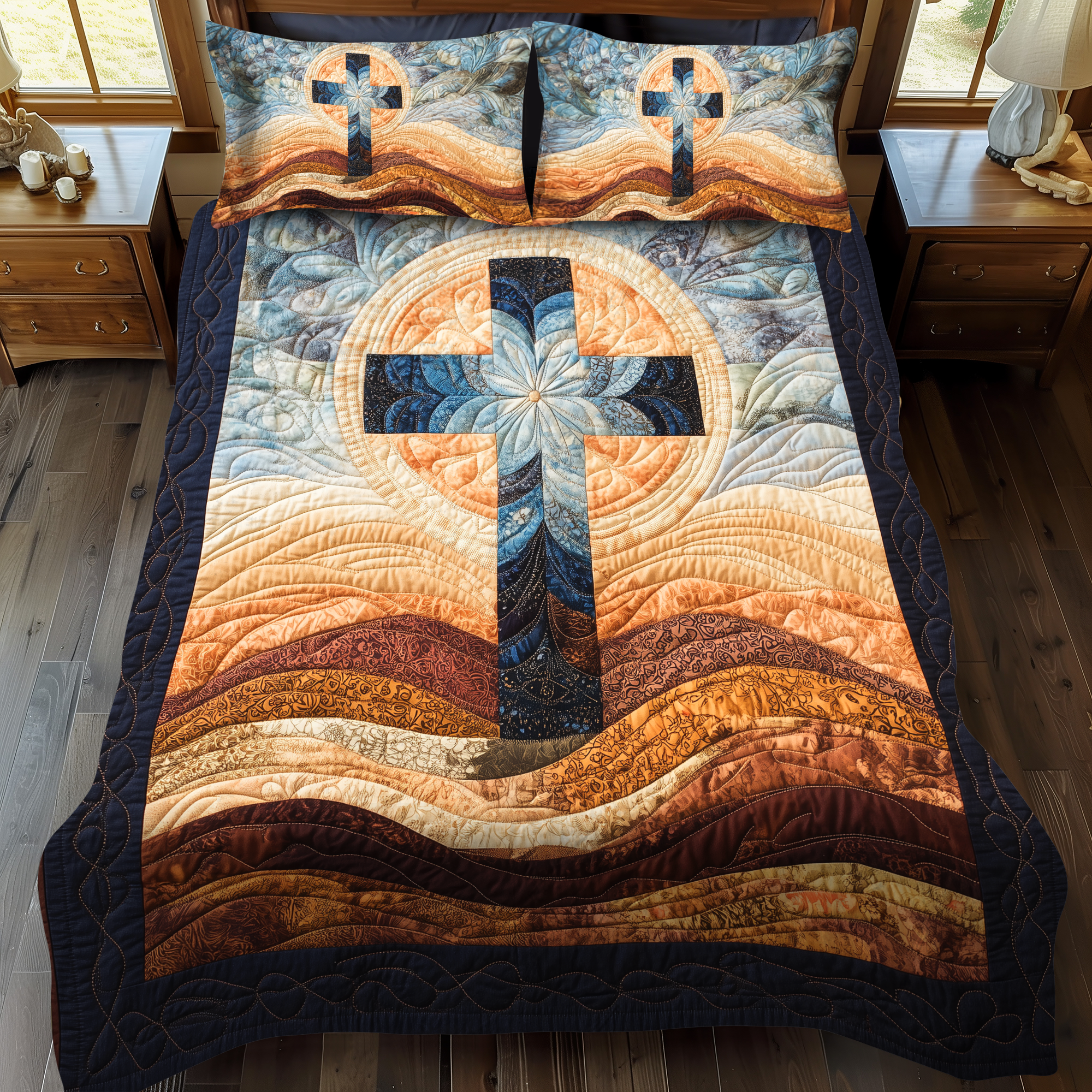 Cross of Light 3-Piece Quilted Bedding Set NCU0DK1915