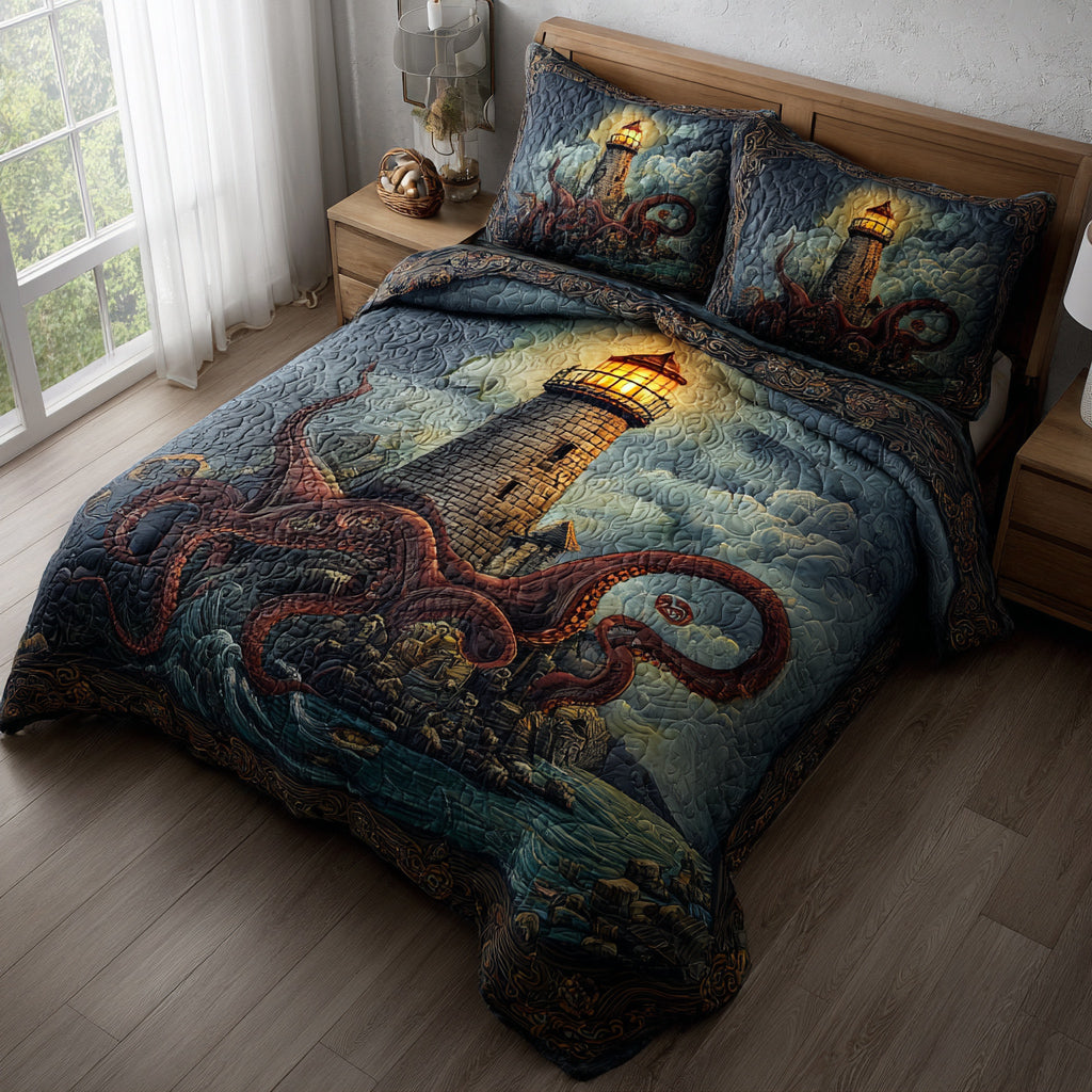 Cthulhu Lighthouse 3-Piece Quilted Bedding Set NCU0HNH312