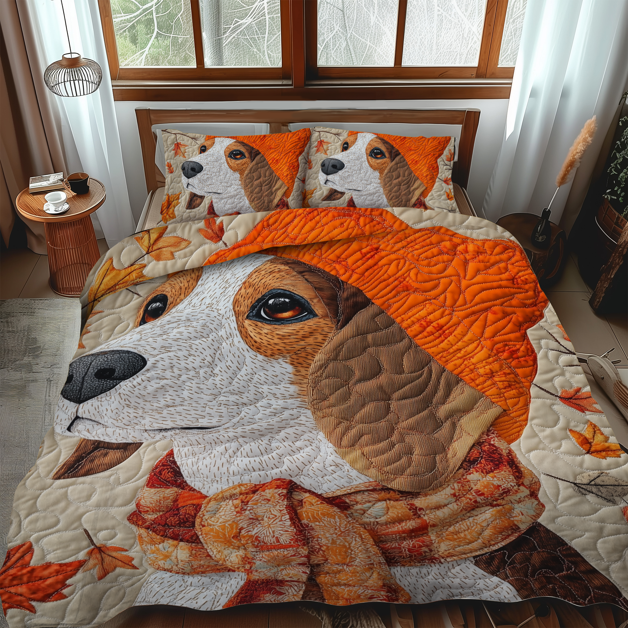 Cuddly Beagle 3-Piece Quilted Bedding Set NCU0VL413