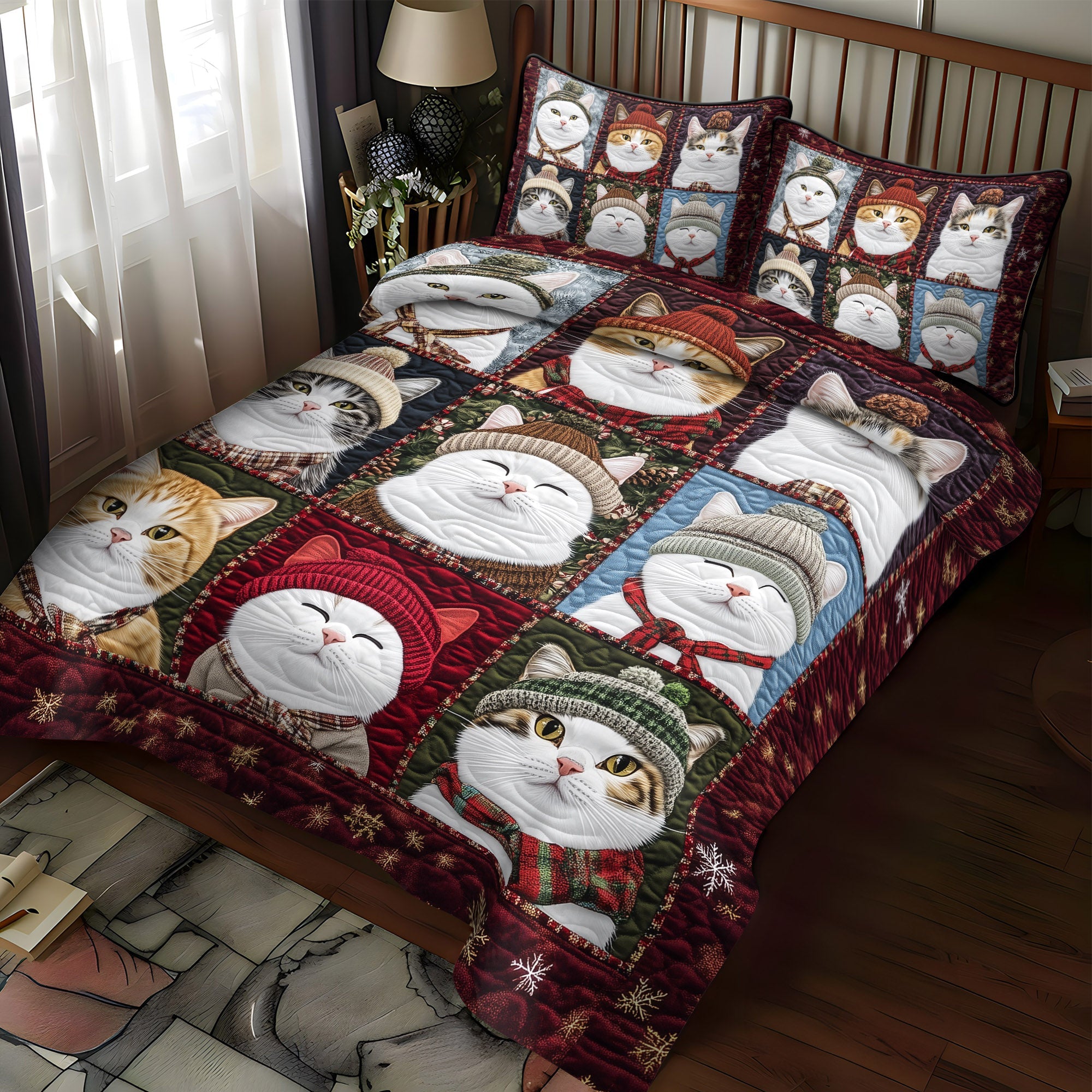 Cuddly Cats 3-Piece Quilted Bedding Set NCU0TL1183