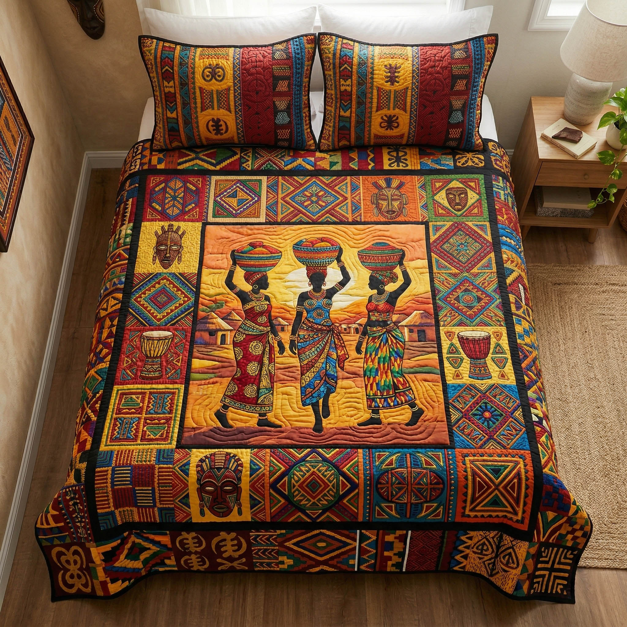 Cultural Roots 3-Piece Quilted Bedding Set NCU0NTD1841