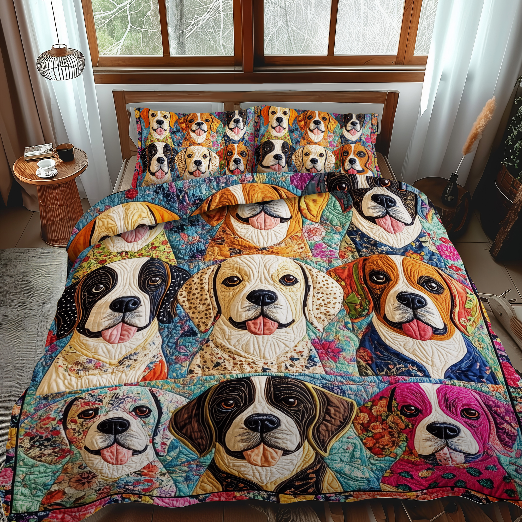 Cute Beagles 3-Piece Quilted Bedding Set NCU0VL417