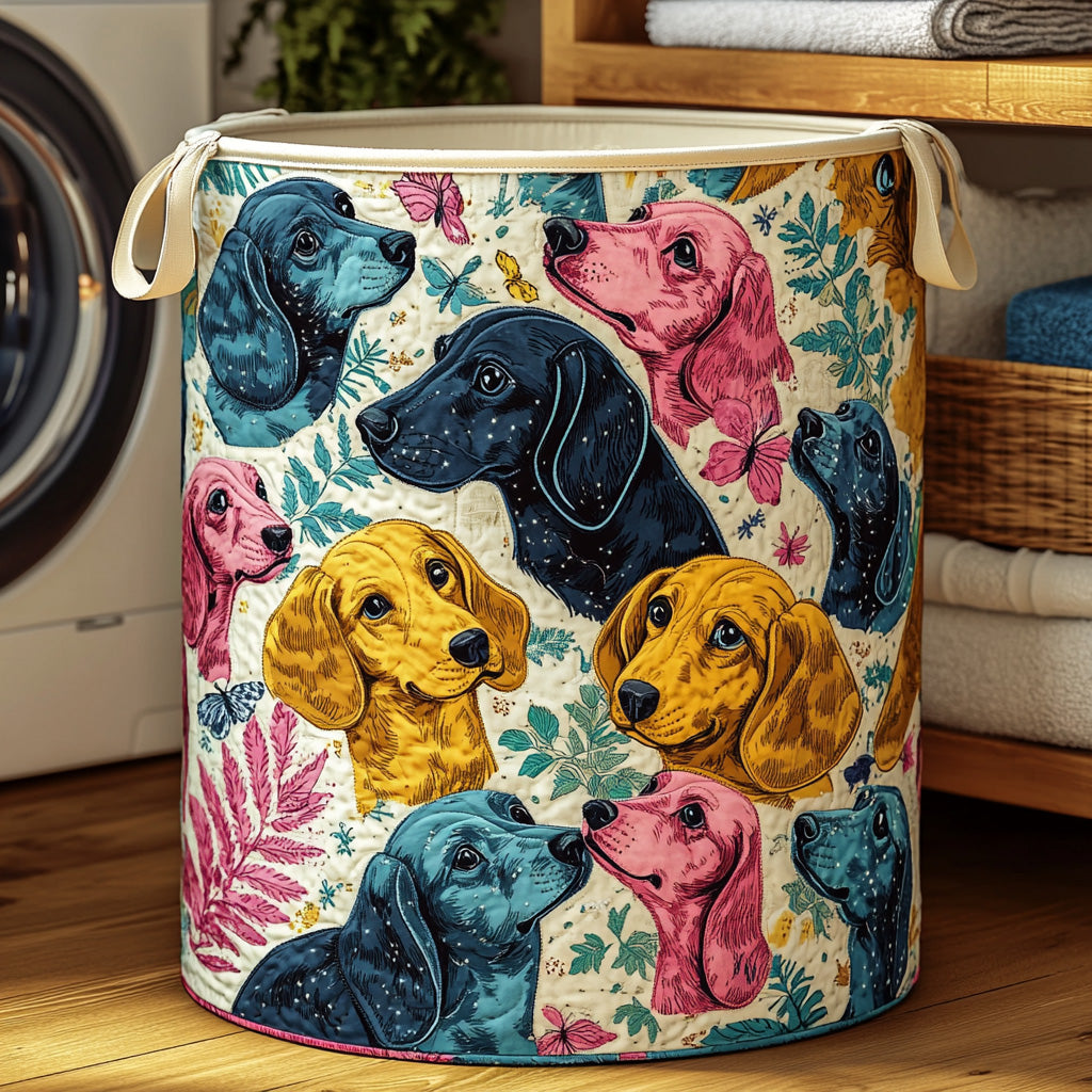 Dachshund Color Pop Quilted Laundry Basket NCU0LDH249