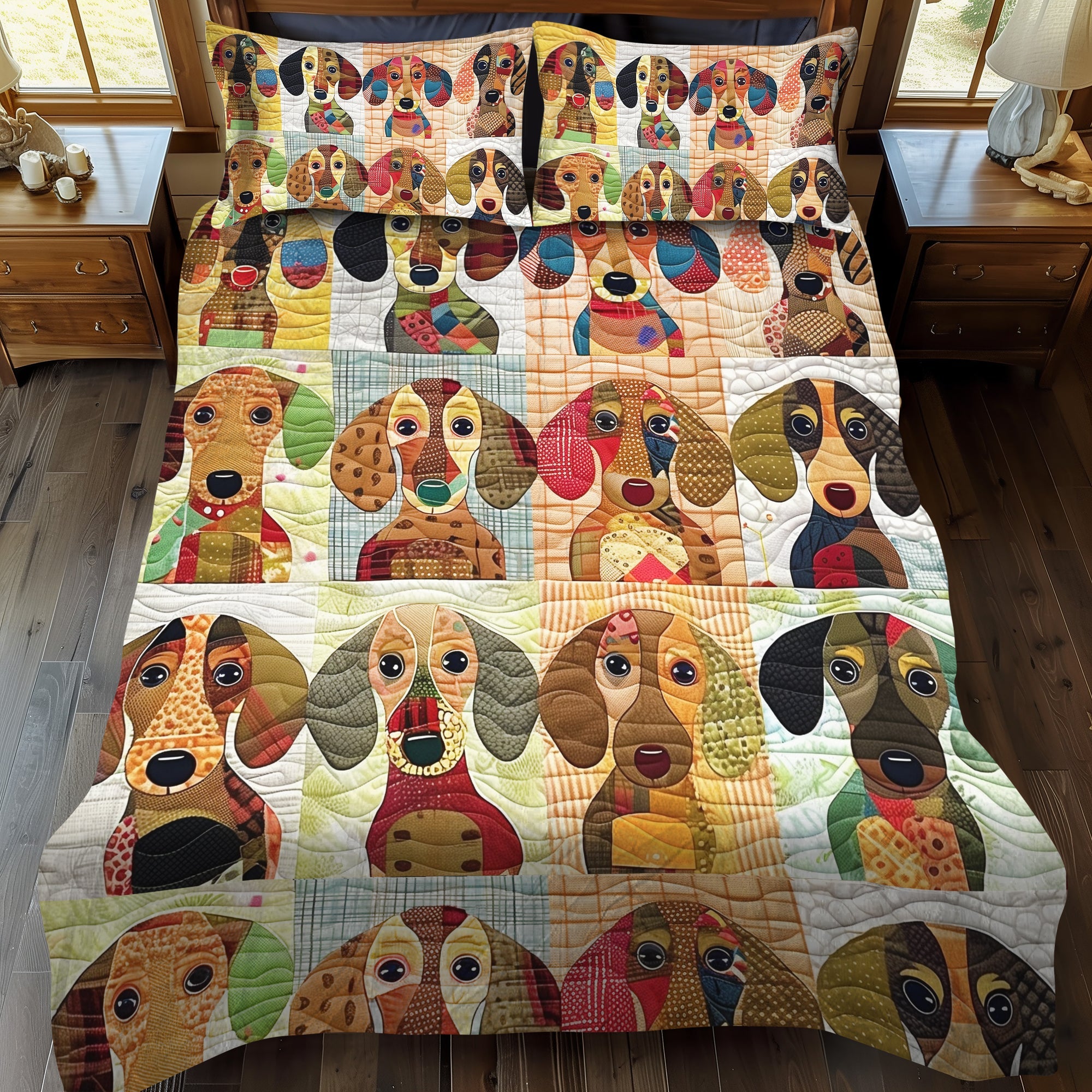 Dachshund Dreamland 3-Piece Quilted Bedding Set NCU0DV053