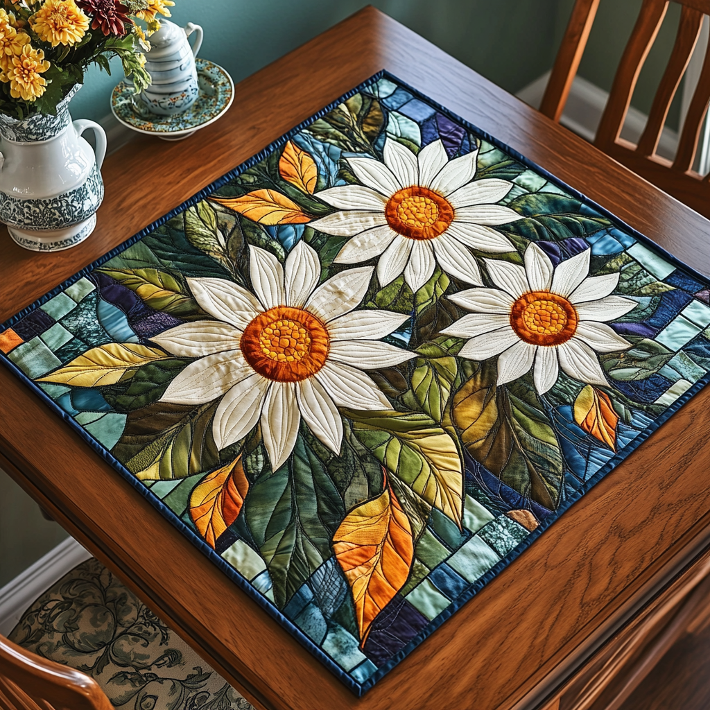 Daisy Bloom Quilted Table Topper NCU0DDK736