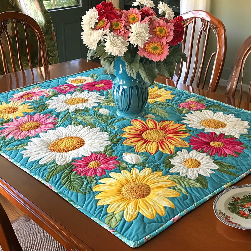 Daisy Sunshine Quilted Table Topper NCU0DDK737