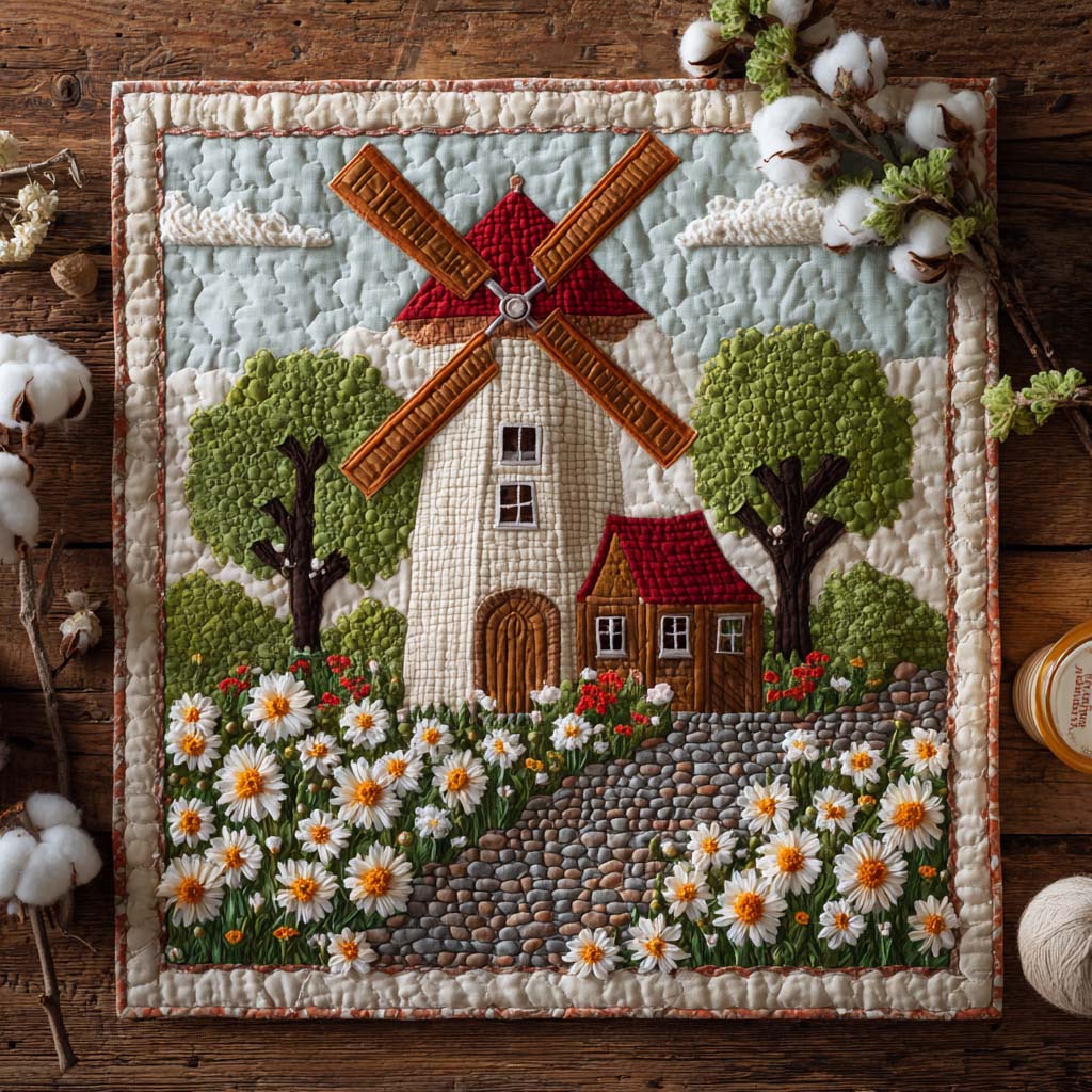 Daisy Windmill Path Quilted Table Topper NCU0NXD121