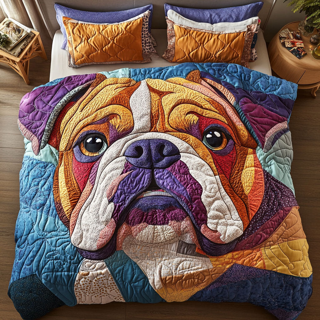 Dandy Bulldog 3-Piece Quited Bedding Set NCU0NNT832