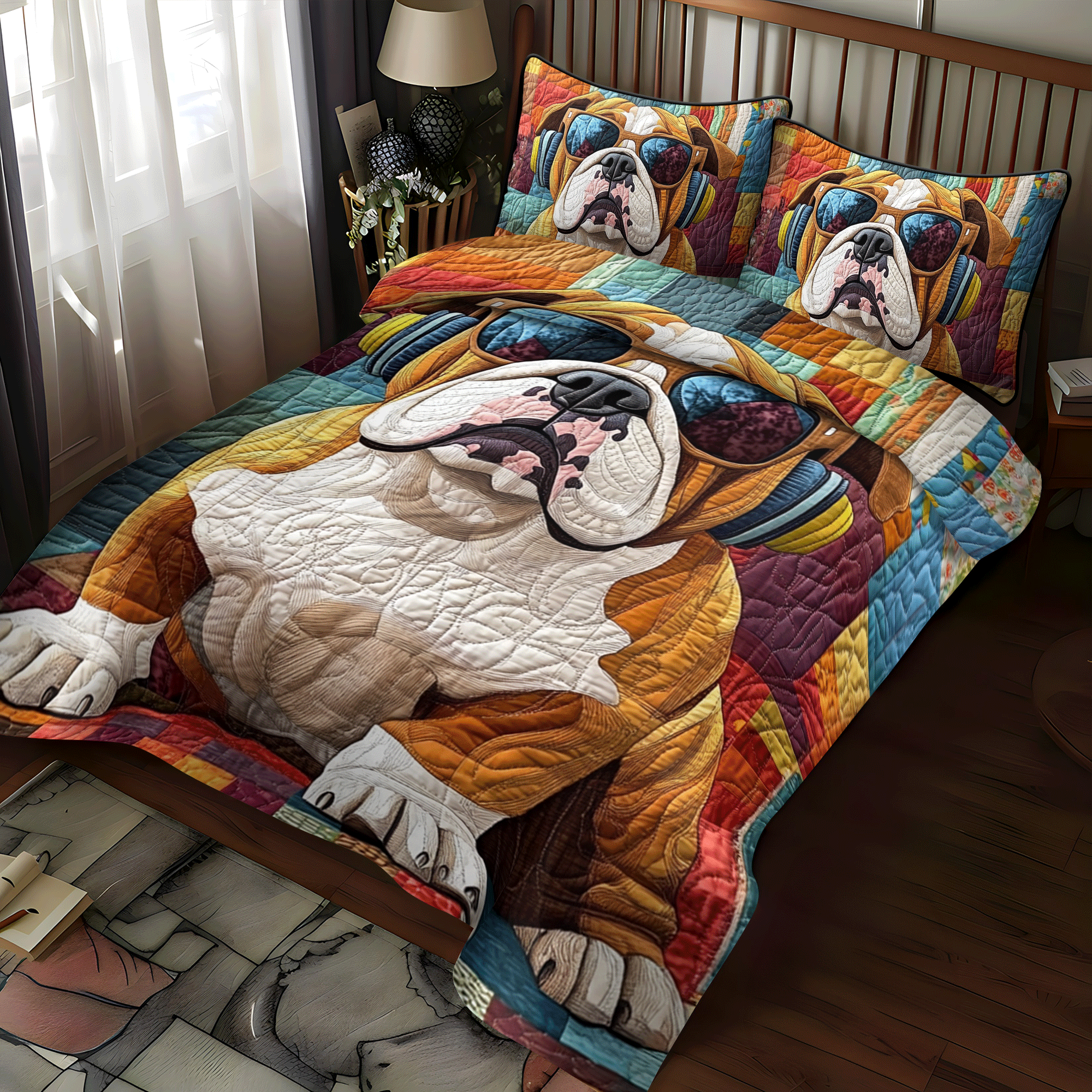 Dapper Bulldog Quilted Bedding Set NCU0DV1679