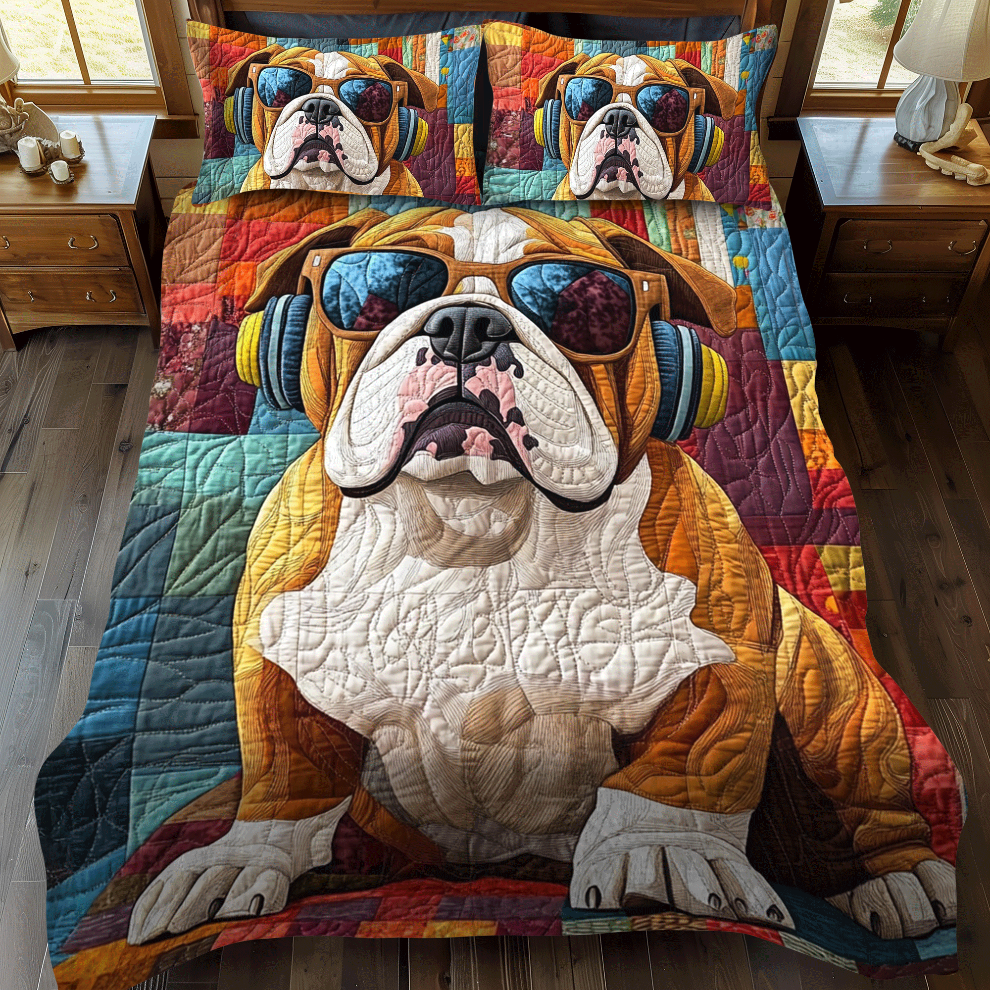 Dapper Bulldog Quilted Bedding Set NCU0DV1679