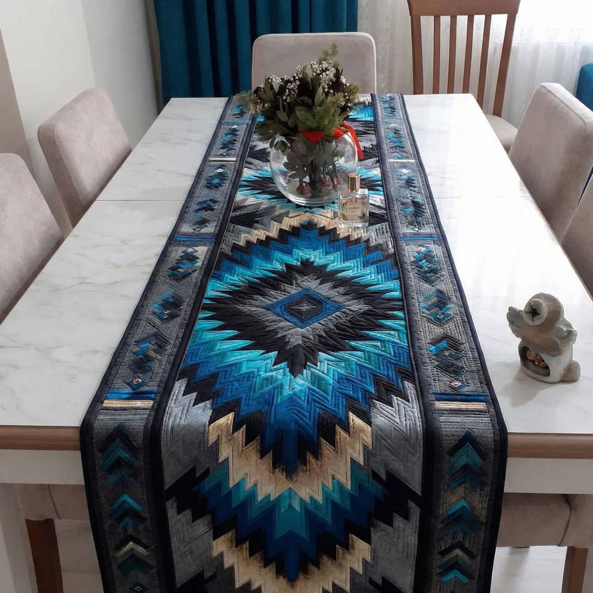 Deep Blue Canyon Quilted Table Runner NCU0NXD1202