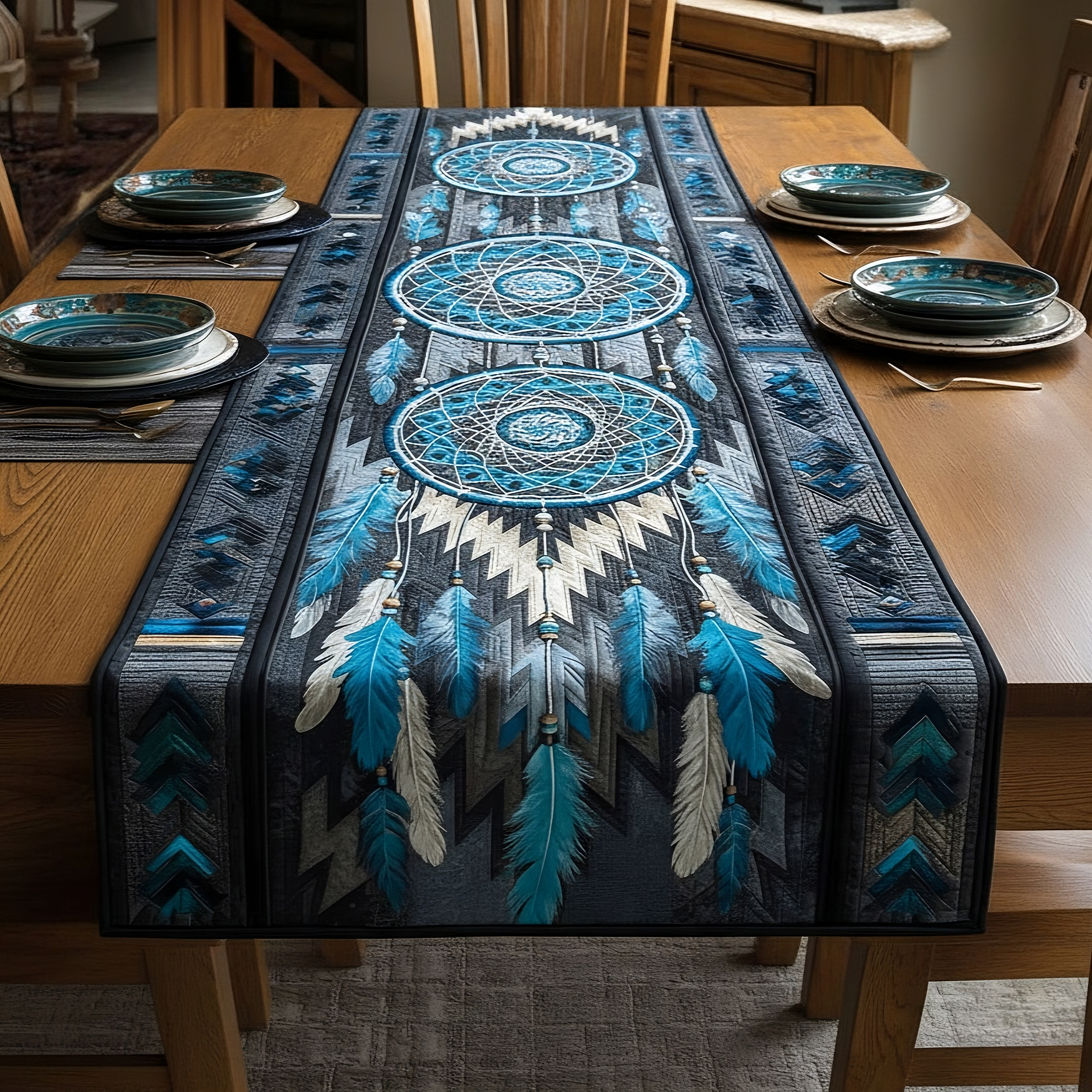 Deep Blue Canyon V2 Quilted Table Runner NCU0NXD1202