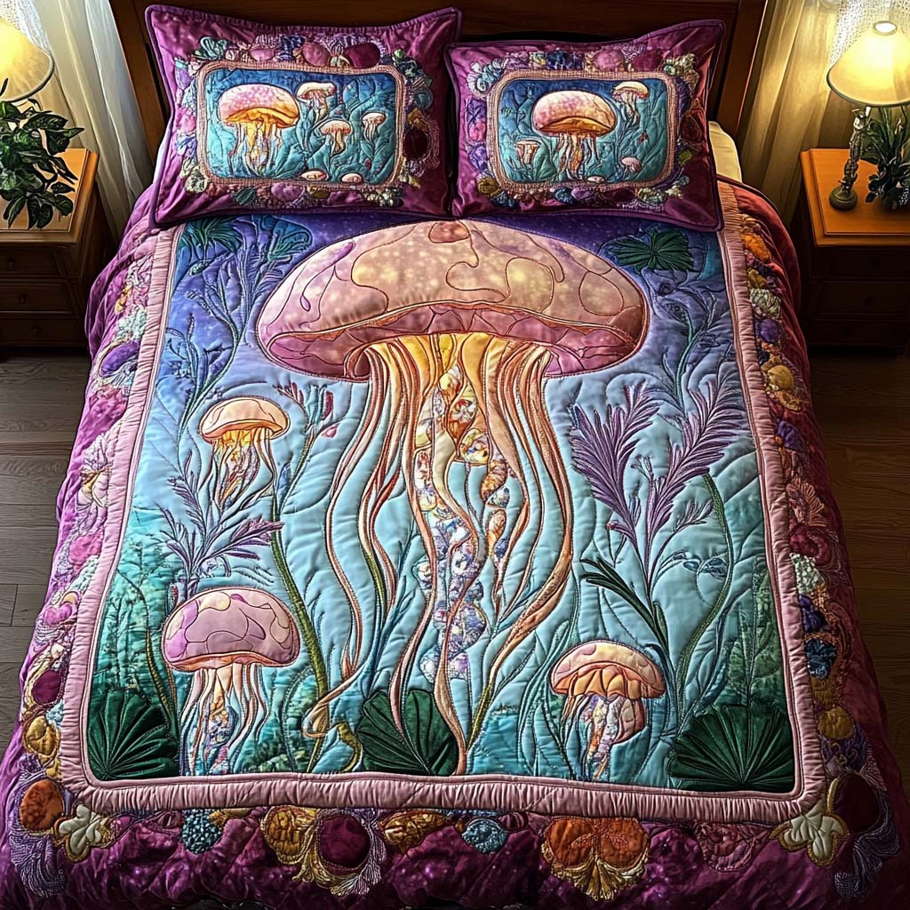 Deep Sea Night 3-Piece Quilted Bedding Set NCU0NT2201