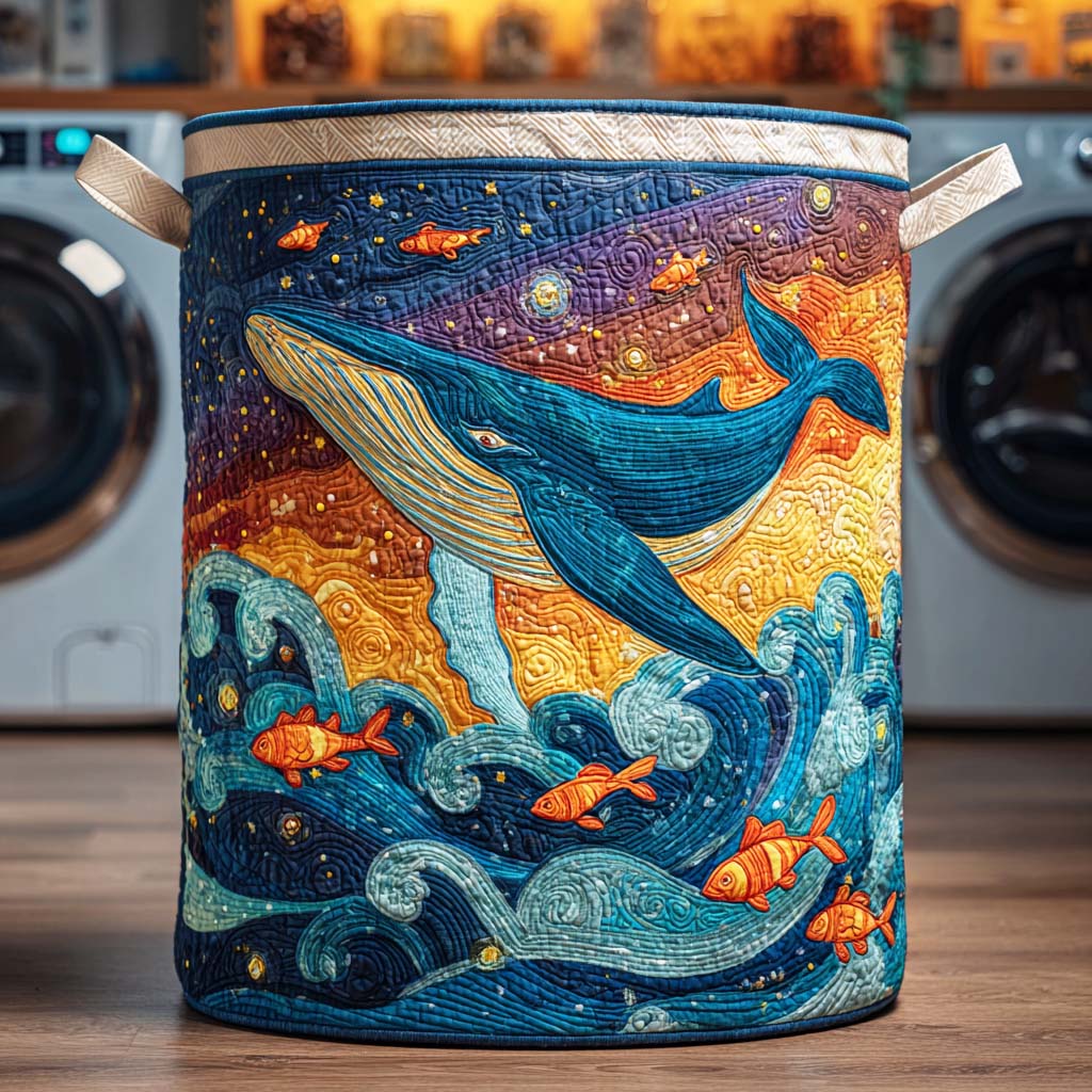 Deep Whale Quilted Laundry Basket NCU0NTD159