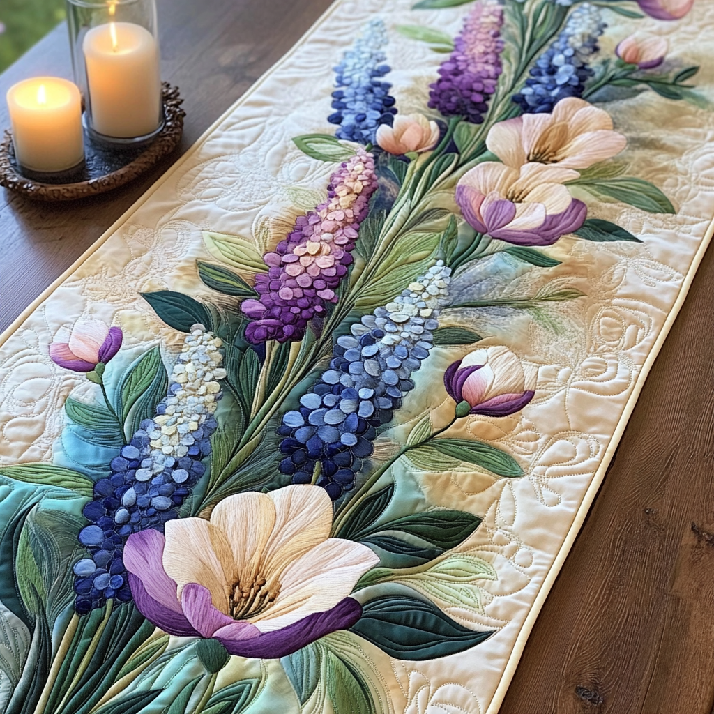 Delicate Blossom Quilted Table Runner NCU0NVH374
