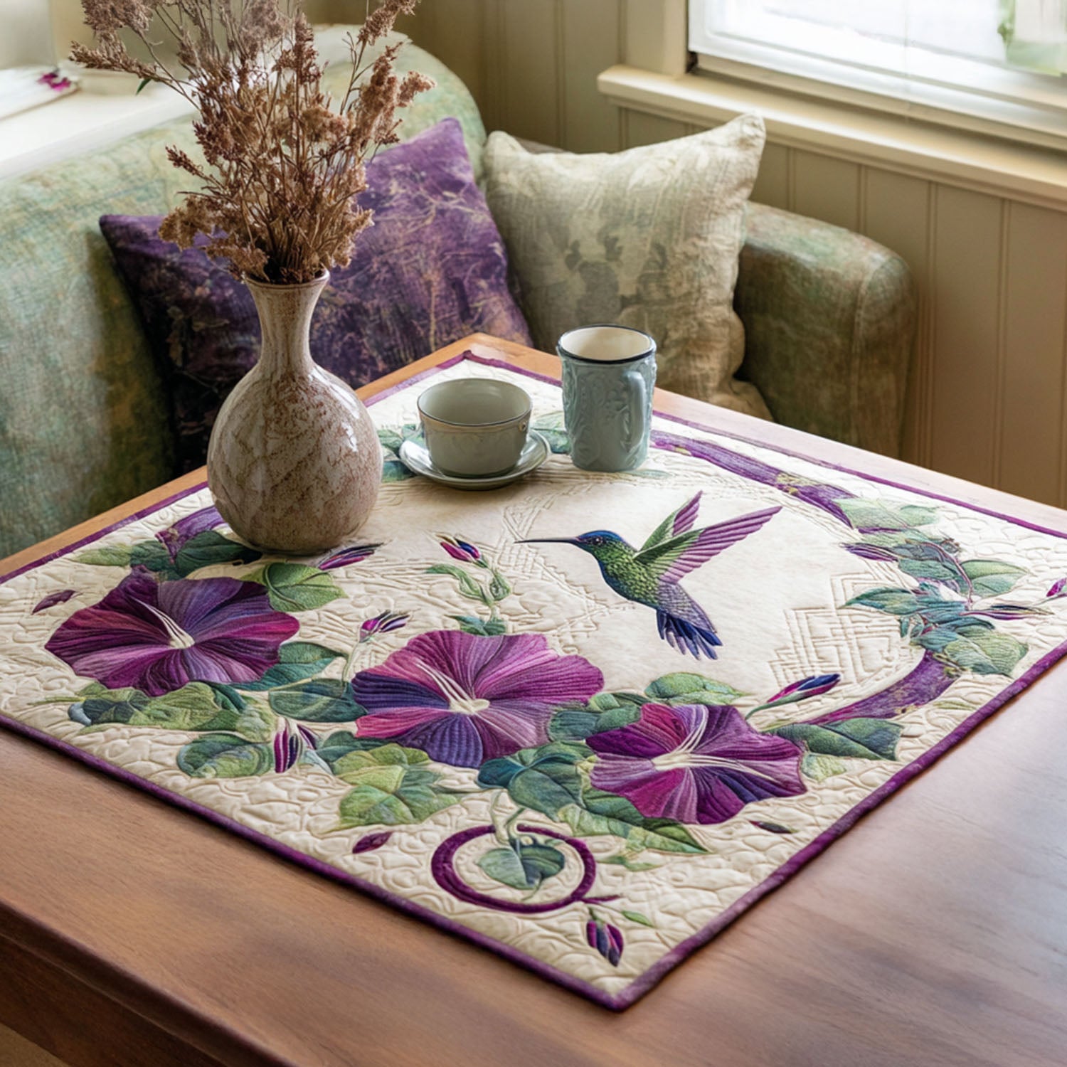 Dewdrop Wings Quilted Table Topper NCU0PTT714