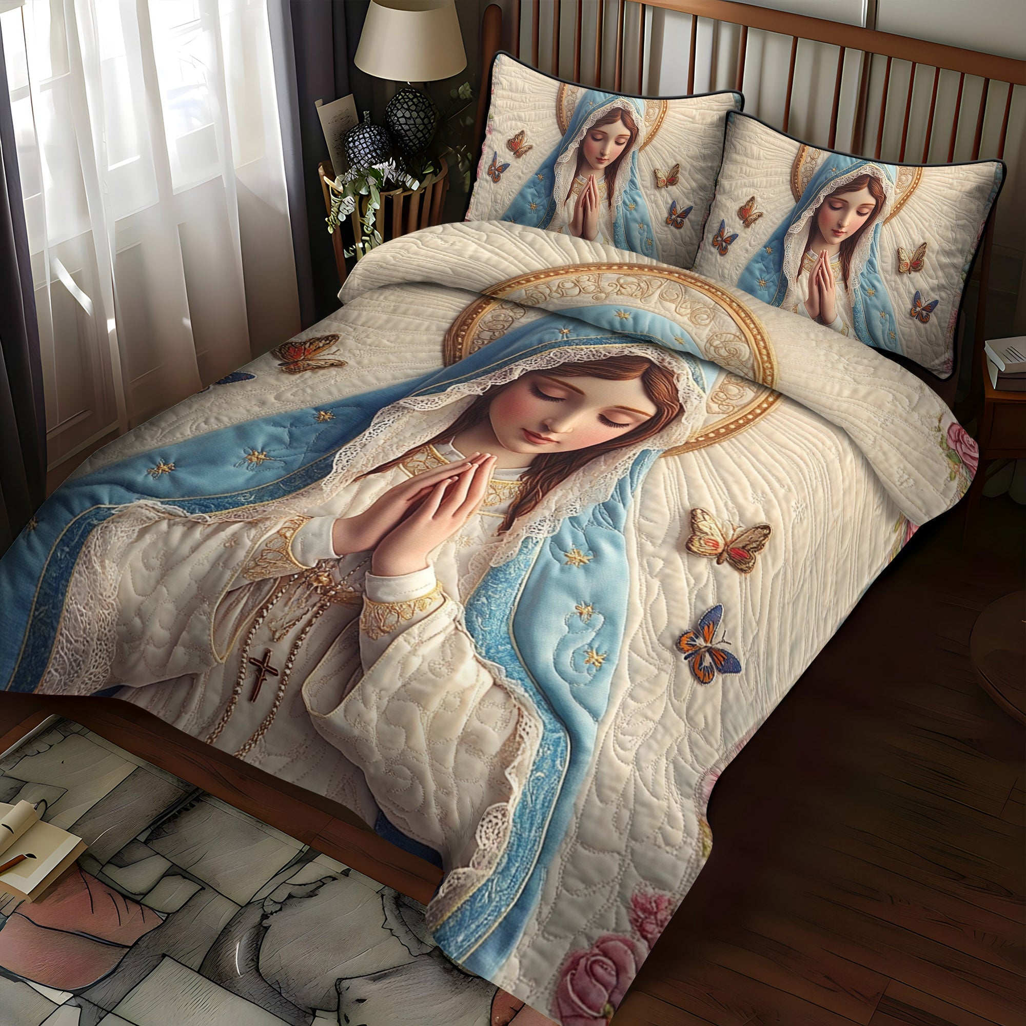 Divine Grace 3-Piece Quilted Bedding Set NCU0NT1778