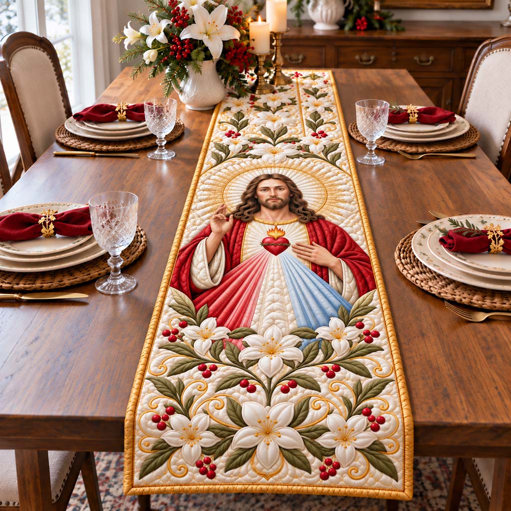Divine Mercy Quilted Table Runner NCU0HNH1322