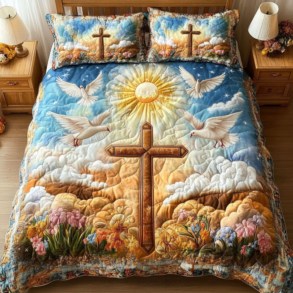 Dove Radiance 3-Piece Quilted Bedding Set NCU0NNT246