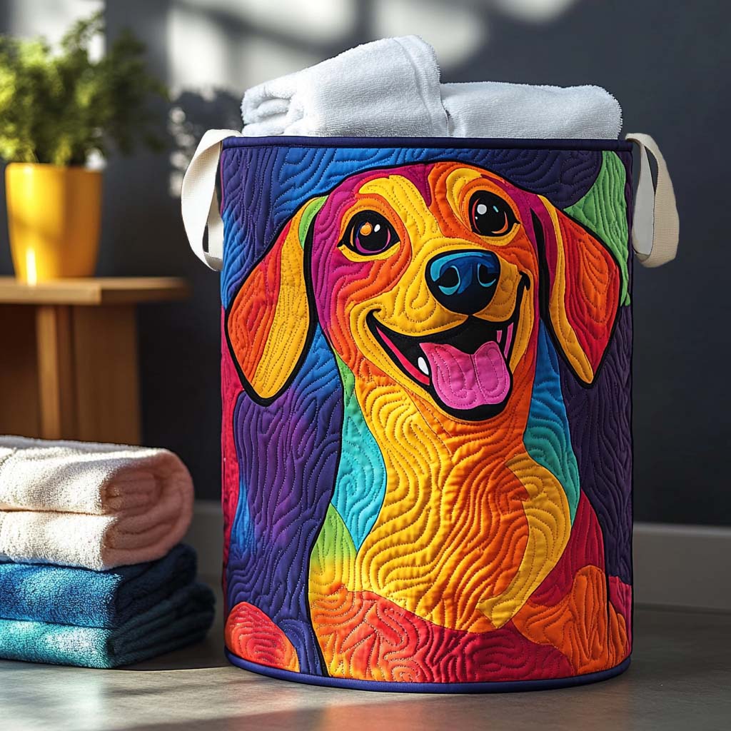 Doxie Treasure Quilted Laundry Basket NCU0NNL063