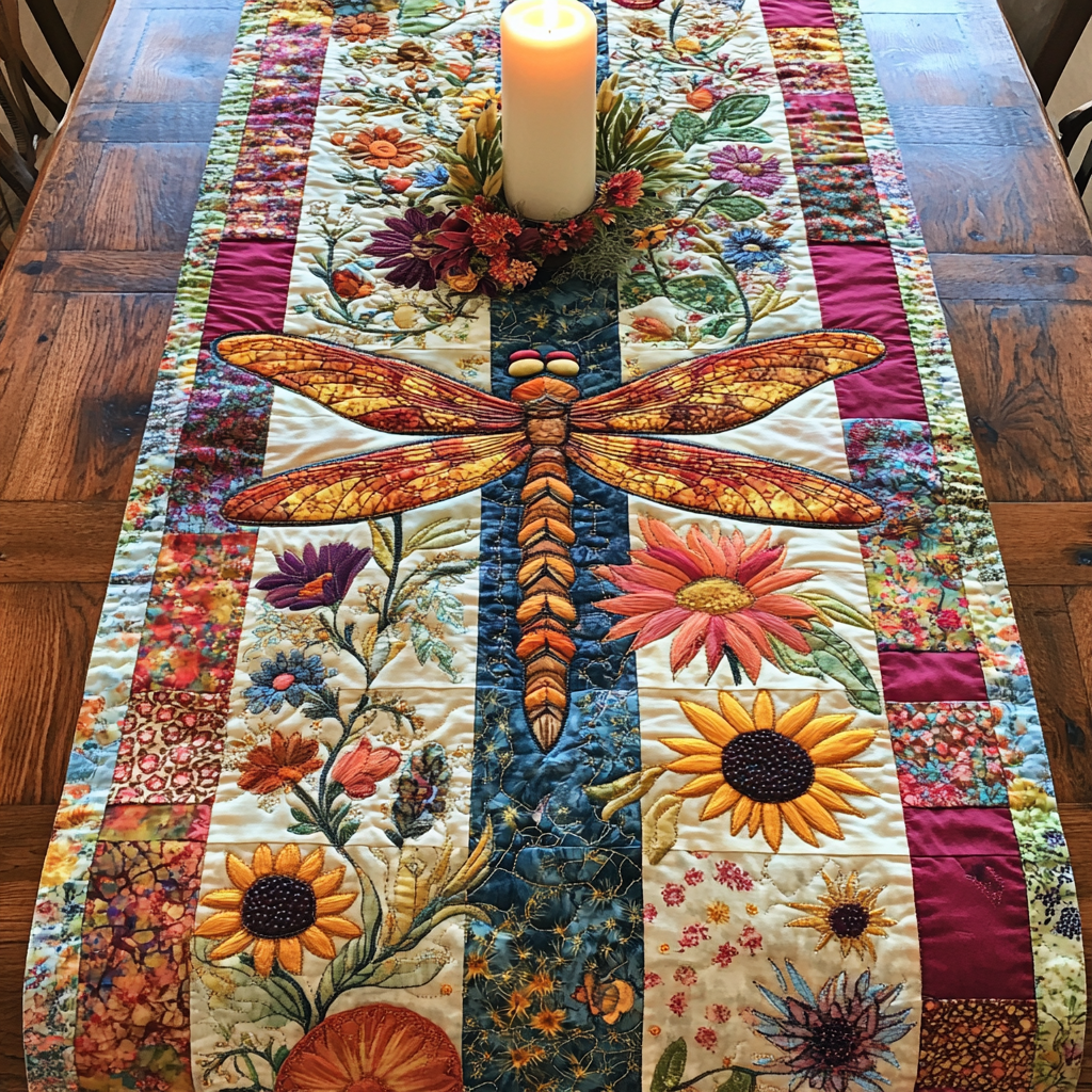 Dragon Bloom Quilted Table Runner NCU0NVH939