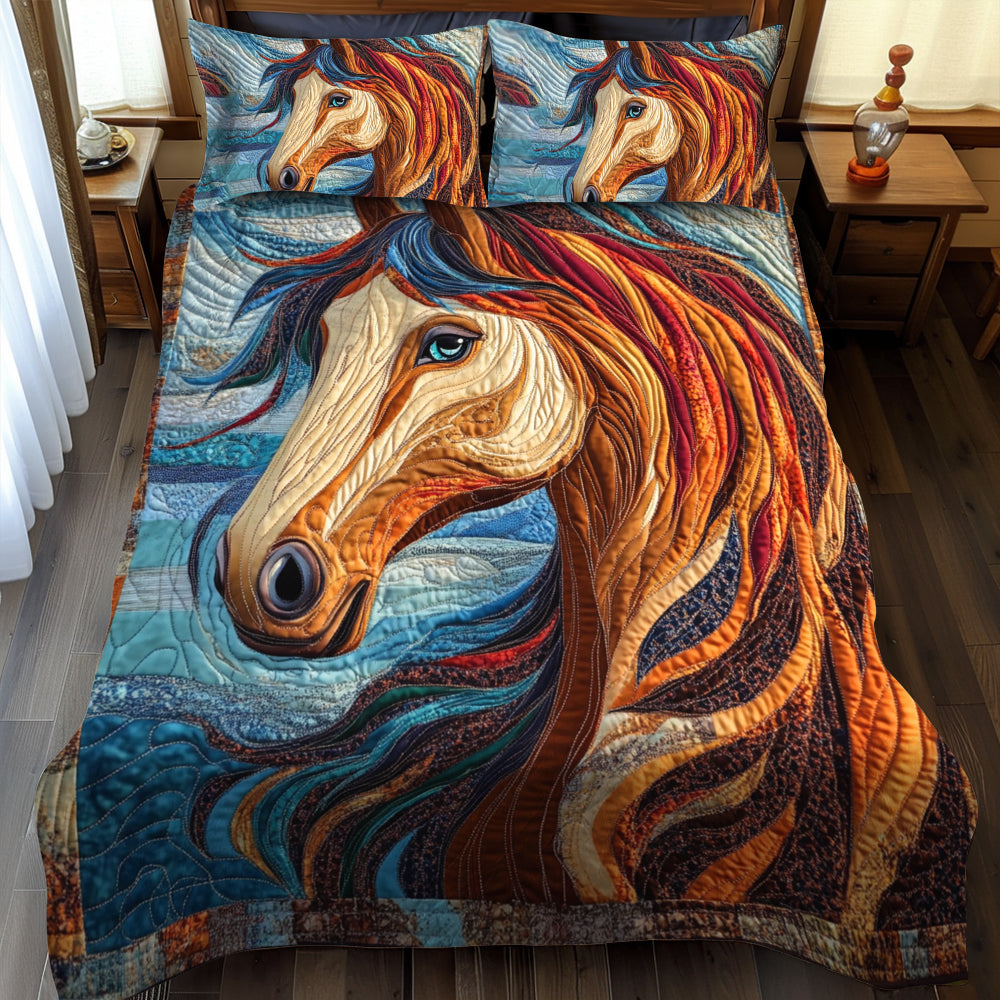 Dynamic Horse Design 3-Piece Quilted Bedding Set NCU0PD582