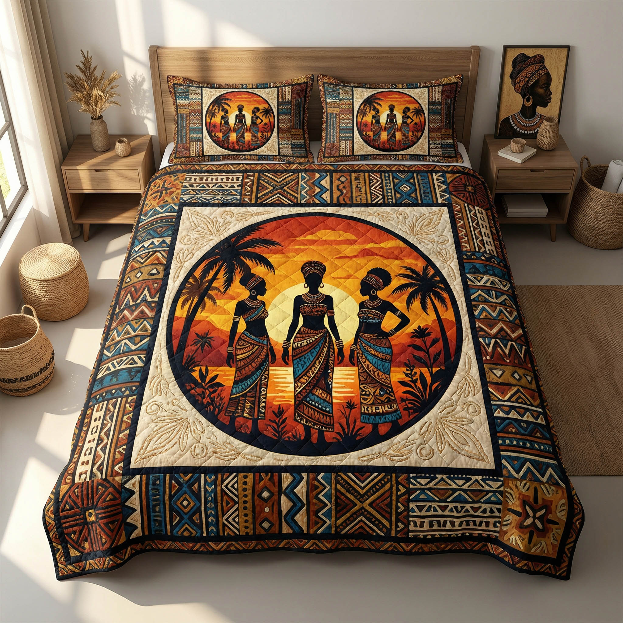 Earth Spirit 3-Piece Quilted Bedding Set NCU0NTD1842