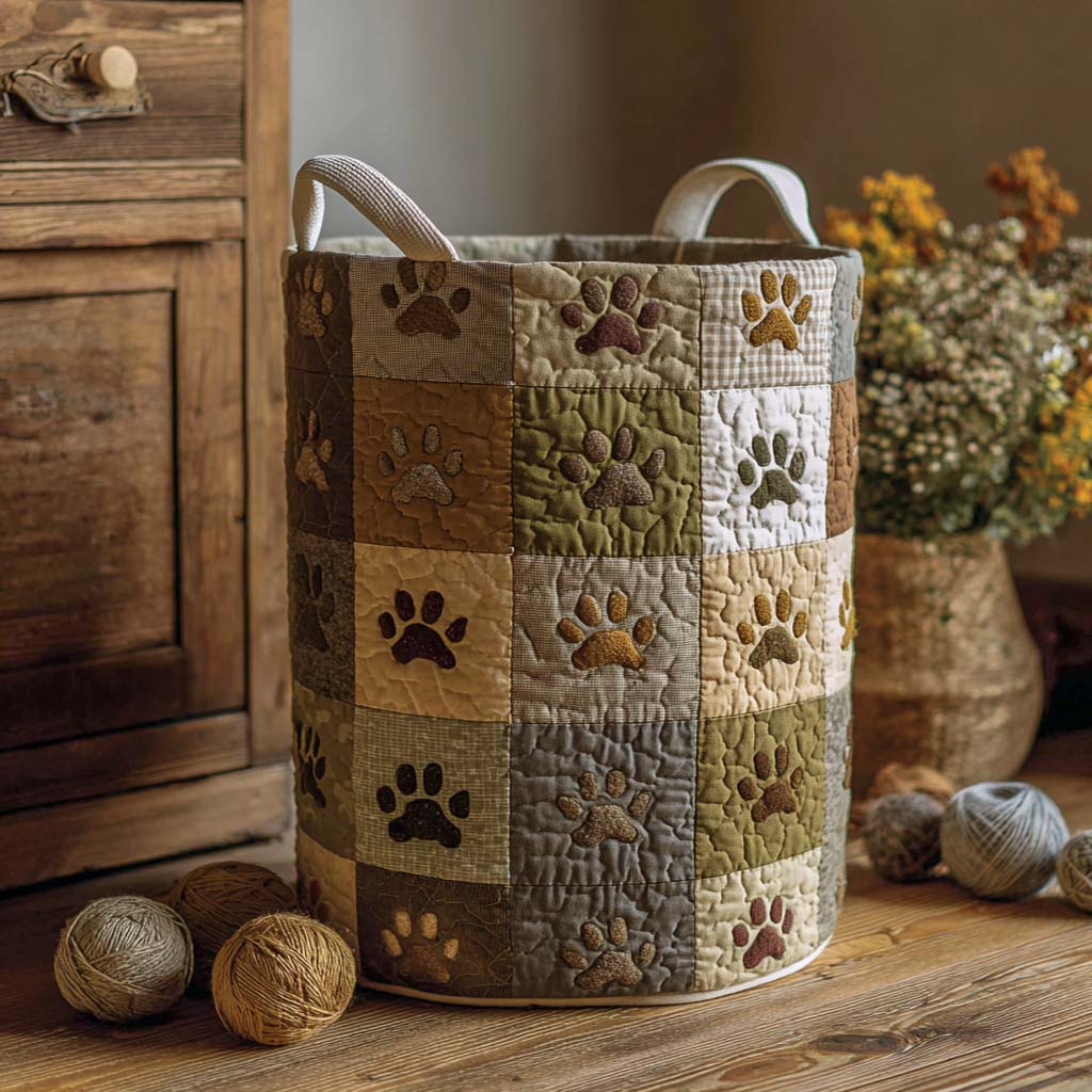 Earthy Paw Quilted Laundry Basket NCU0NXD1183