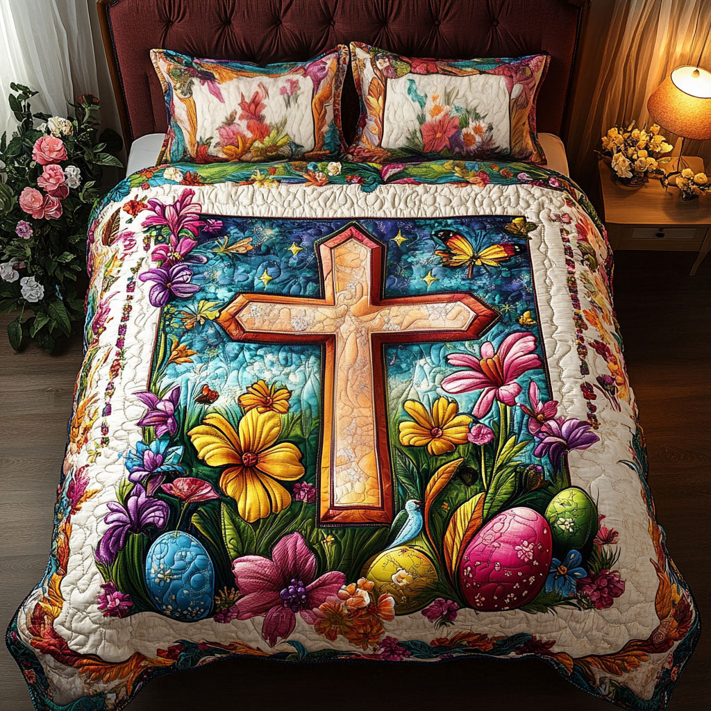 Easter Cross 3-Piece Quilted Bedding Set NCU0NNT227