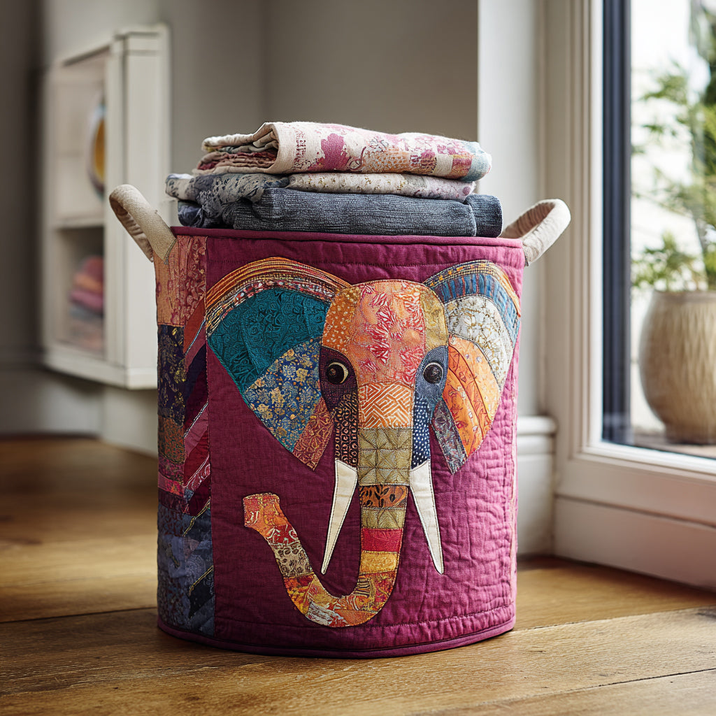 Elephant Oasis Quilted Laundry Basket NCU0DV1692