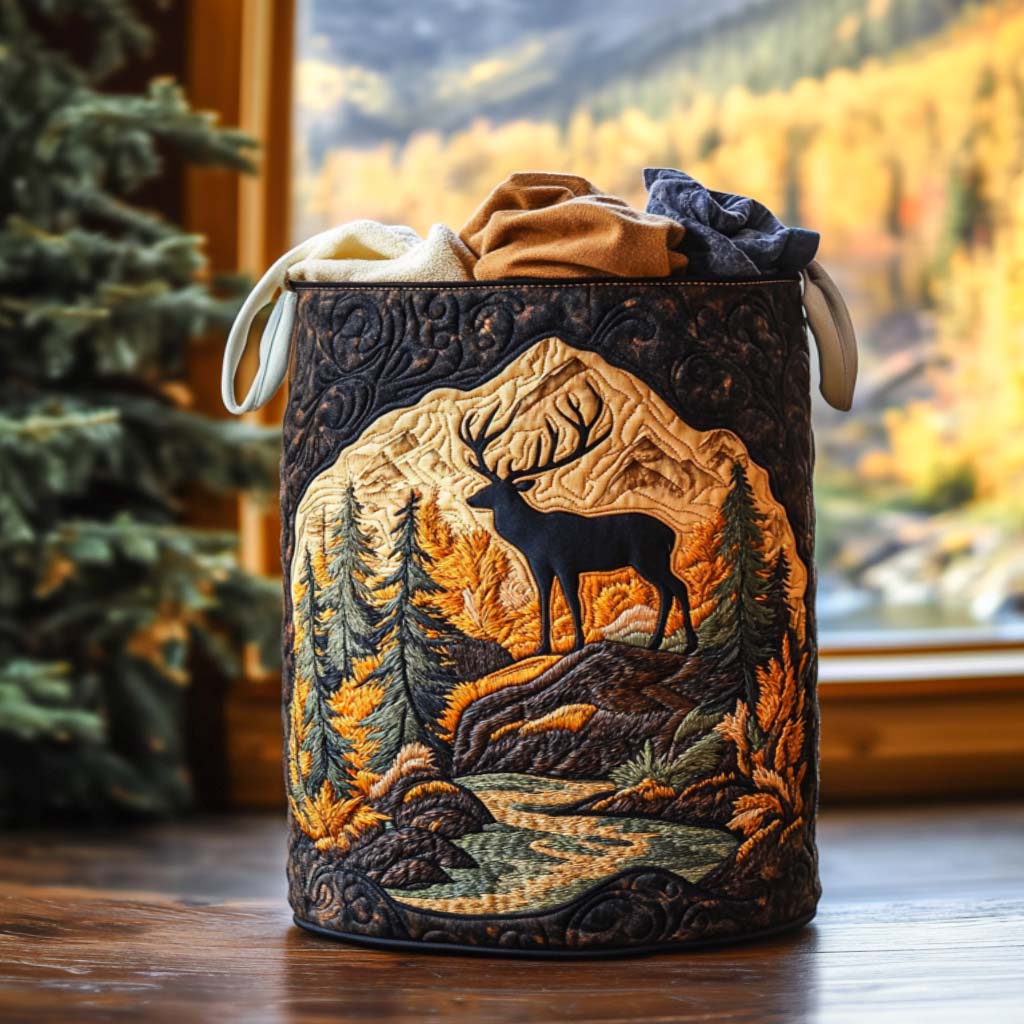 Elk Ridge Walk Quilted Laundry Basket NCU0NNT1430