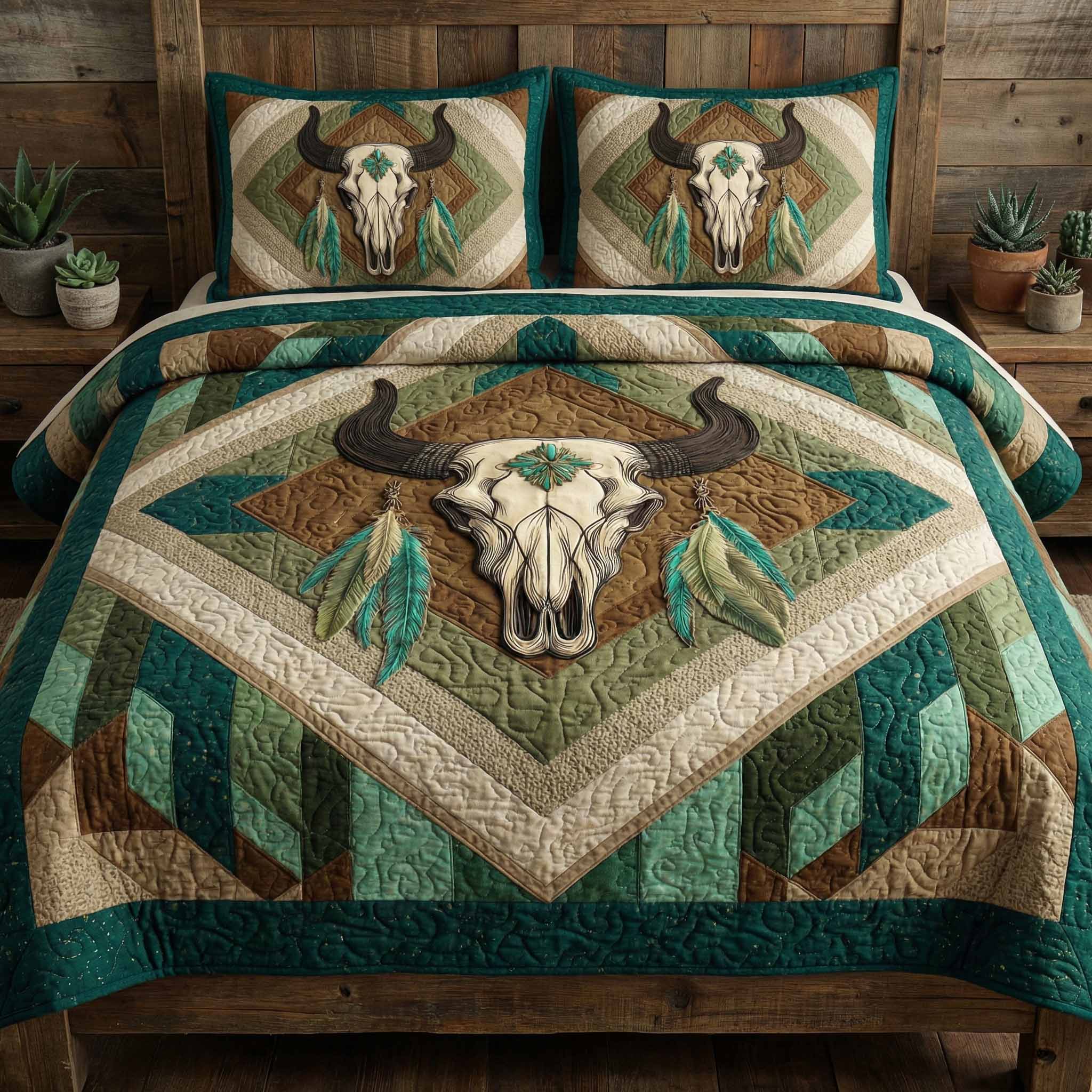 Emerald Range 3-Piece Quilted Bedding Set NCU0NXD1603