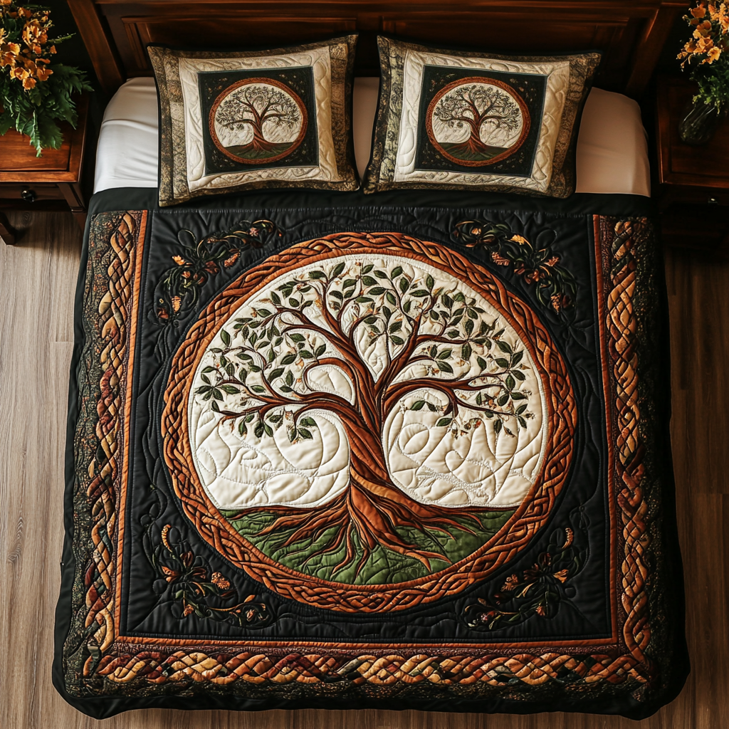 Emerald Luck 3-Piece Quilted Bedding Set NCU0TL2017