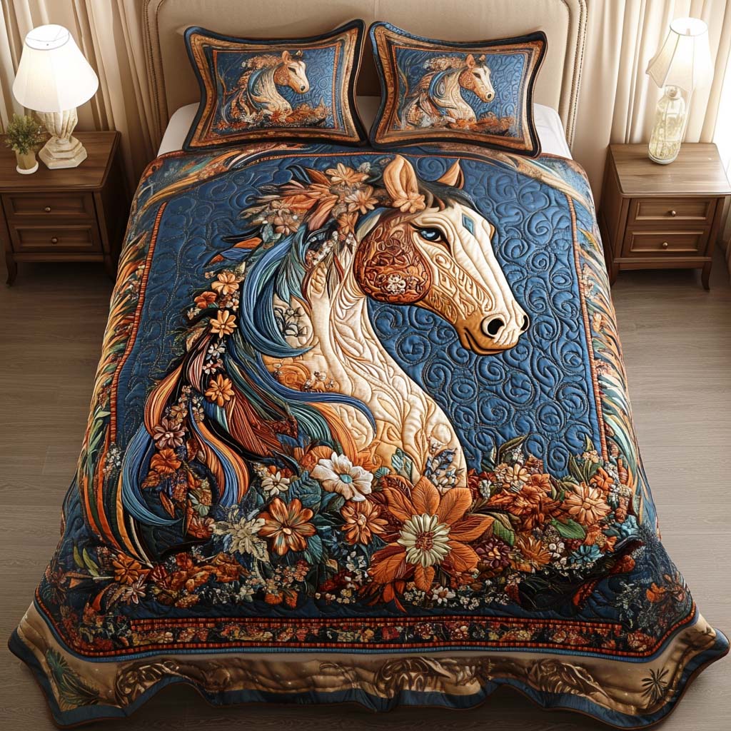 Enchanted Bloom 3-Piece Quilted Bedding Set NCU0NT2245