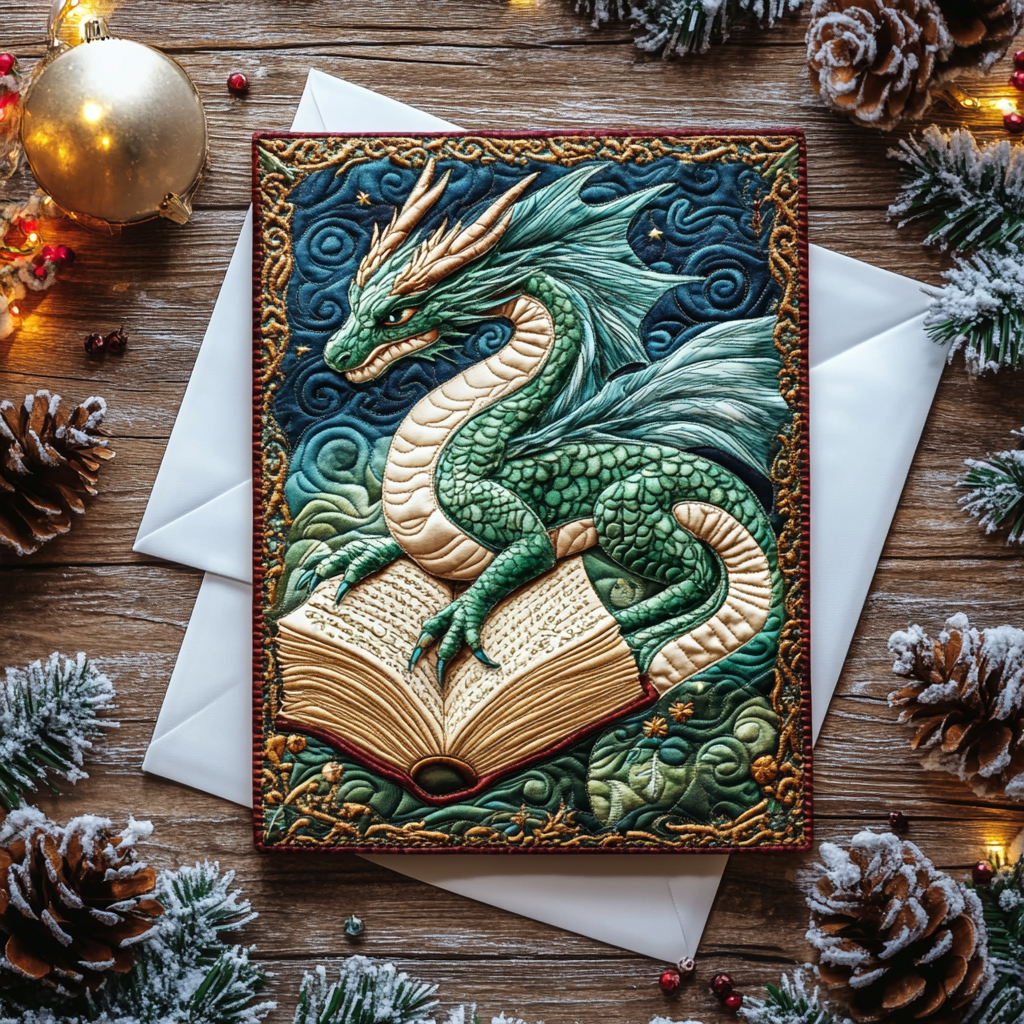 Enchanted Book Quilted Fabric Postcard NCU0DDK1914