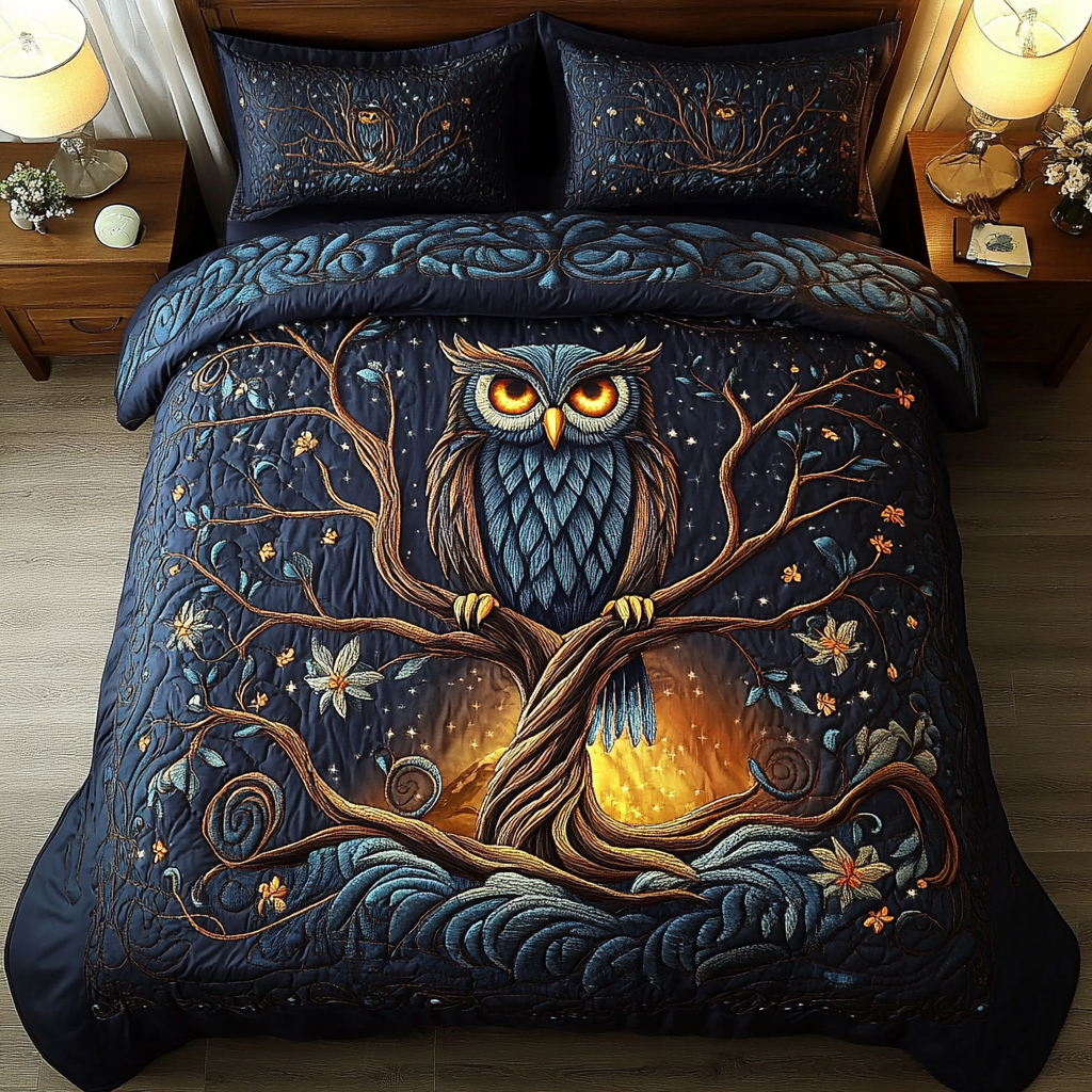 Enchanted Forest 3-Piece Quilted Bedding Set NCU0NVH101