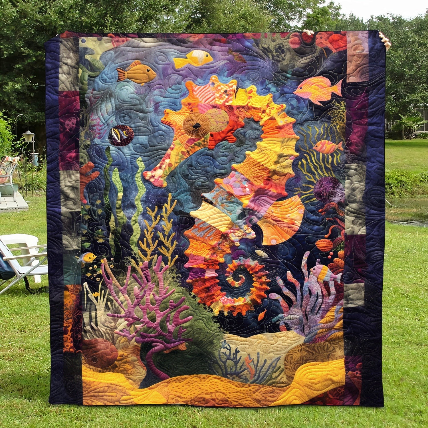 Enchanted Seahorse Quilted Blanket NCU0TH1250