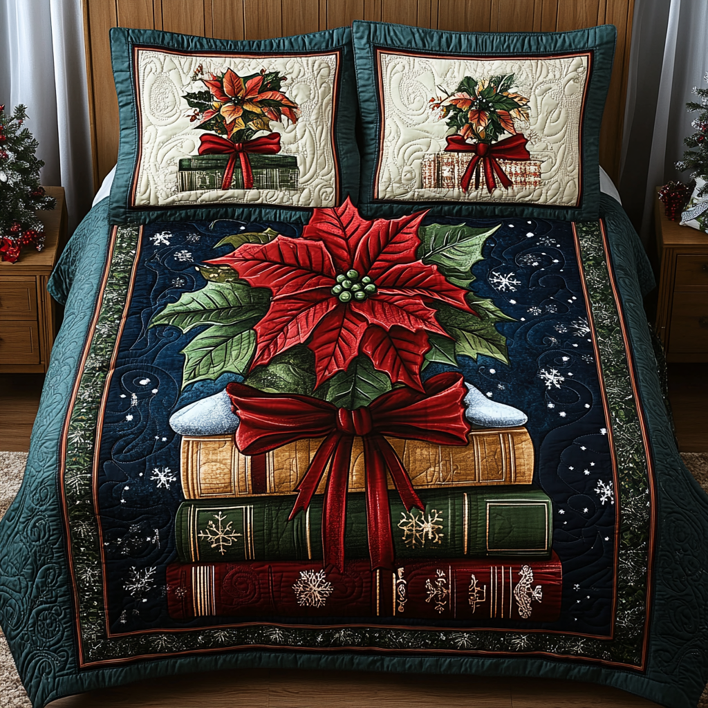 Escape Into Pages 3-Piece Quilted Bedding Set NCU0TL2089