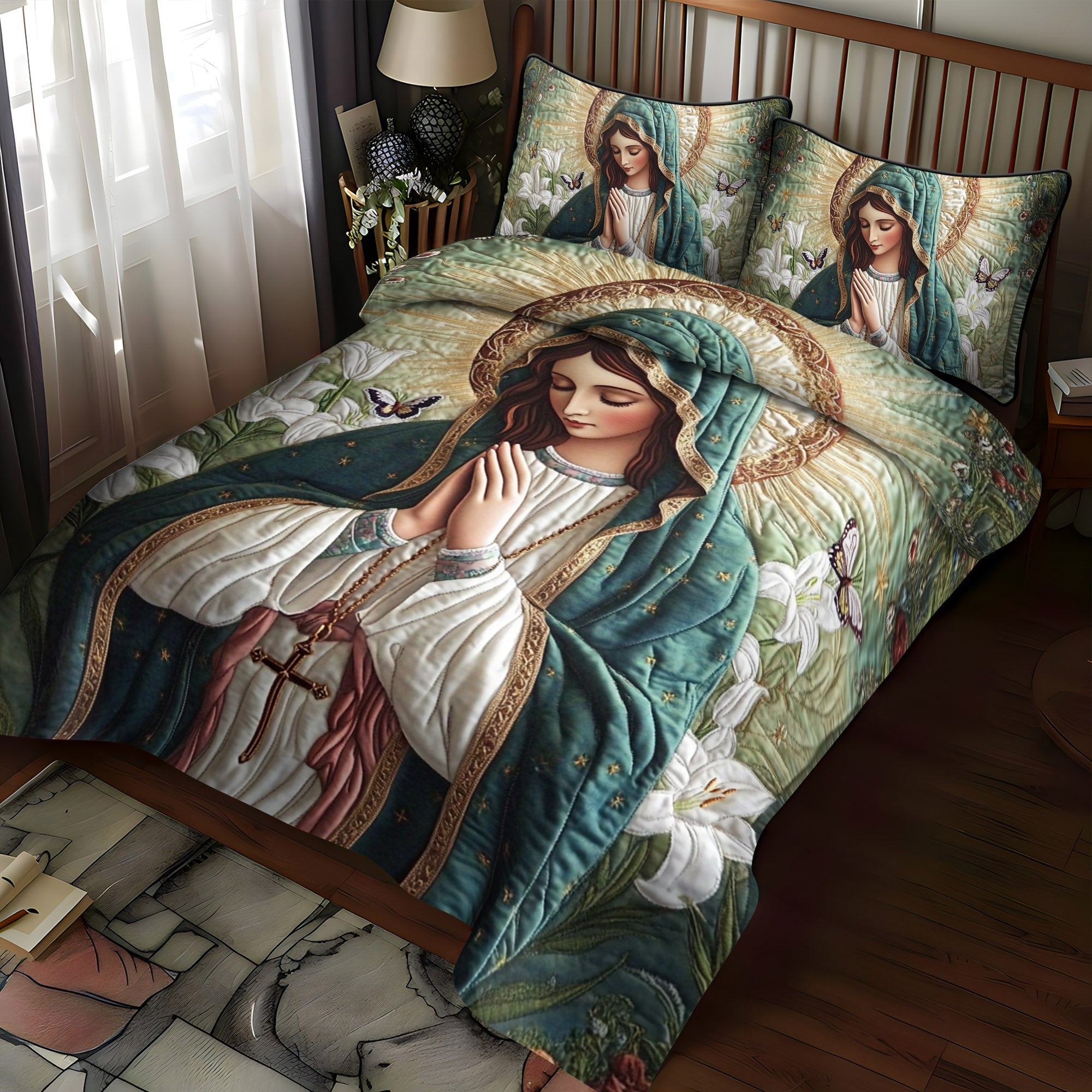 Eternal Purity 3-Piece Quilted Bedding Set NCU0NT1779